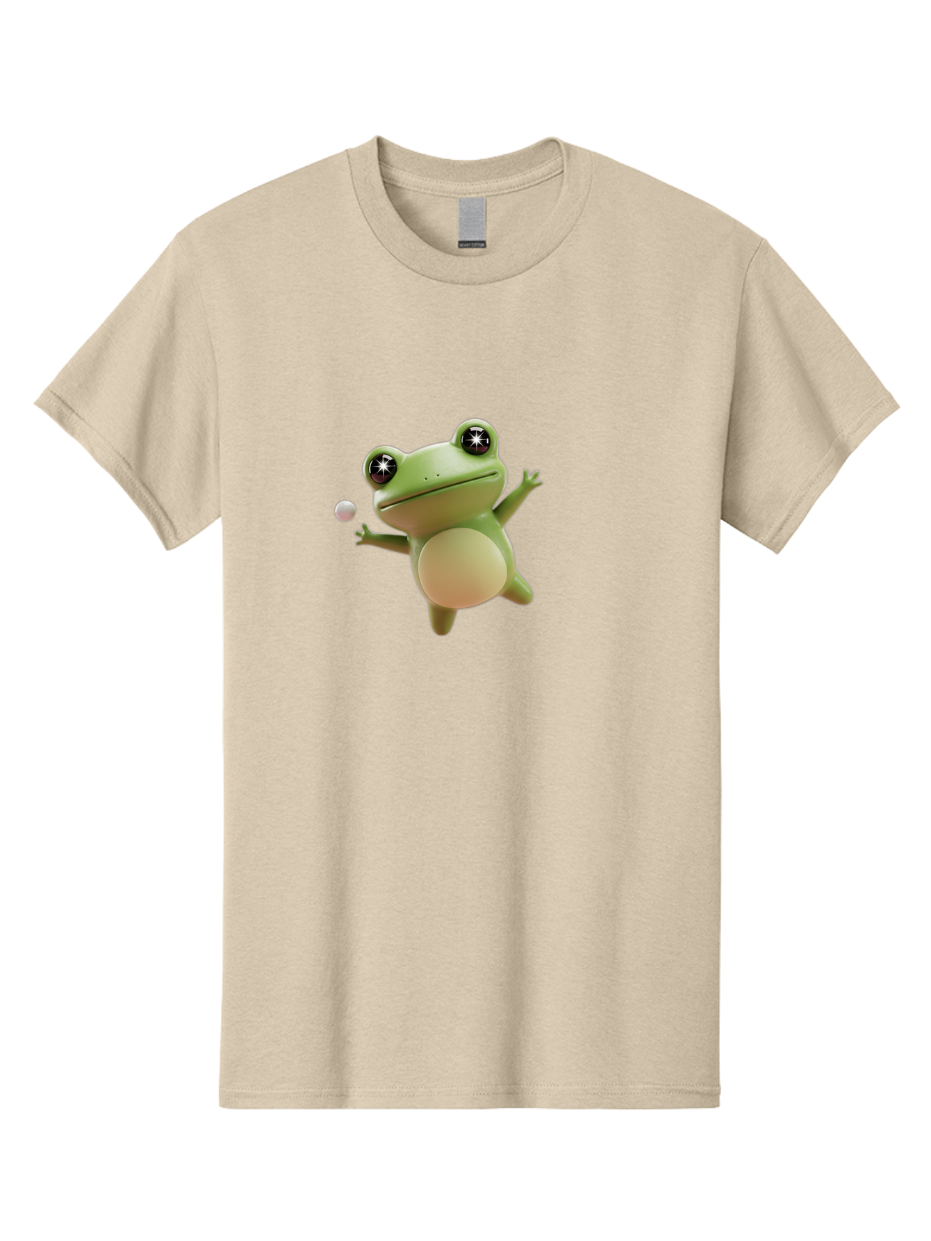 Frog Men'S Graphic Tee, 100% Cotton, Comfortable Casual Summer Wear, Machine Washable, Cartoon Frog, Playing With A Ball, Playful Frog, 3D Character, Animated Character, Funny Animal, Amusing Illustration, Frolicking Frog, Whimsical Creature Bab934