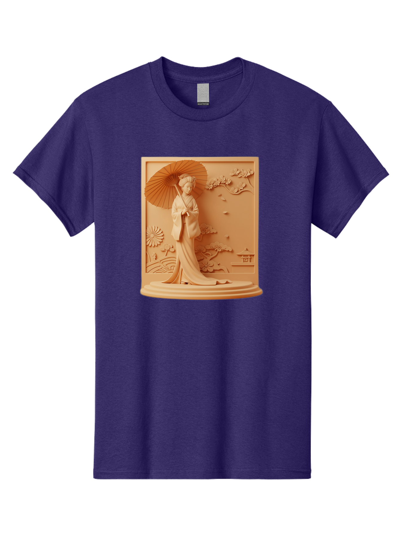 Geisha Men'S Graphic Tee, 100% Cotton, Comfortable Casual Summer Wear, Machine Washable, Geisha, Traditional Japanese Woman, Parasol, Kimono, Serene Atmosphere, Cultural Heritage, Elegant, Figurine, Decorative Art, Intricate Design, Bab938