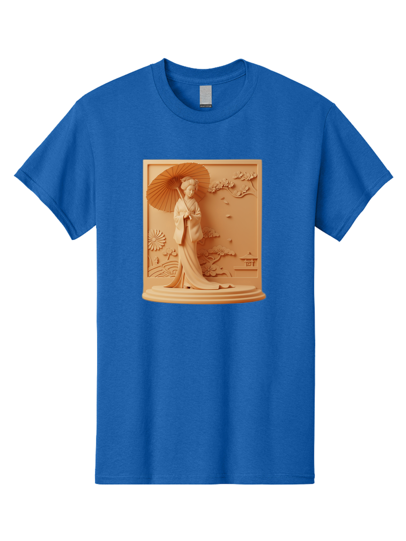 Geisha Men'S Graphic Tee, 100% Cotton, Comfortable Casual Summer Wear, Machine Washable, Geisha, Traditional Japanese Woman, Parasol, Kimono, Serene Atmosphere, Cultural Heritage, Elegant, Figurine, Decorative Art, Intricate Design, Bab938