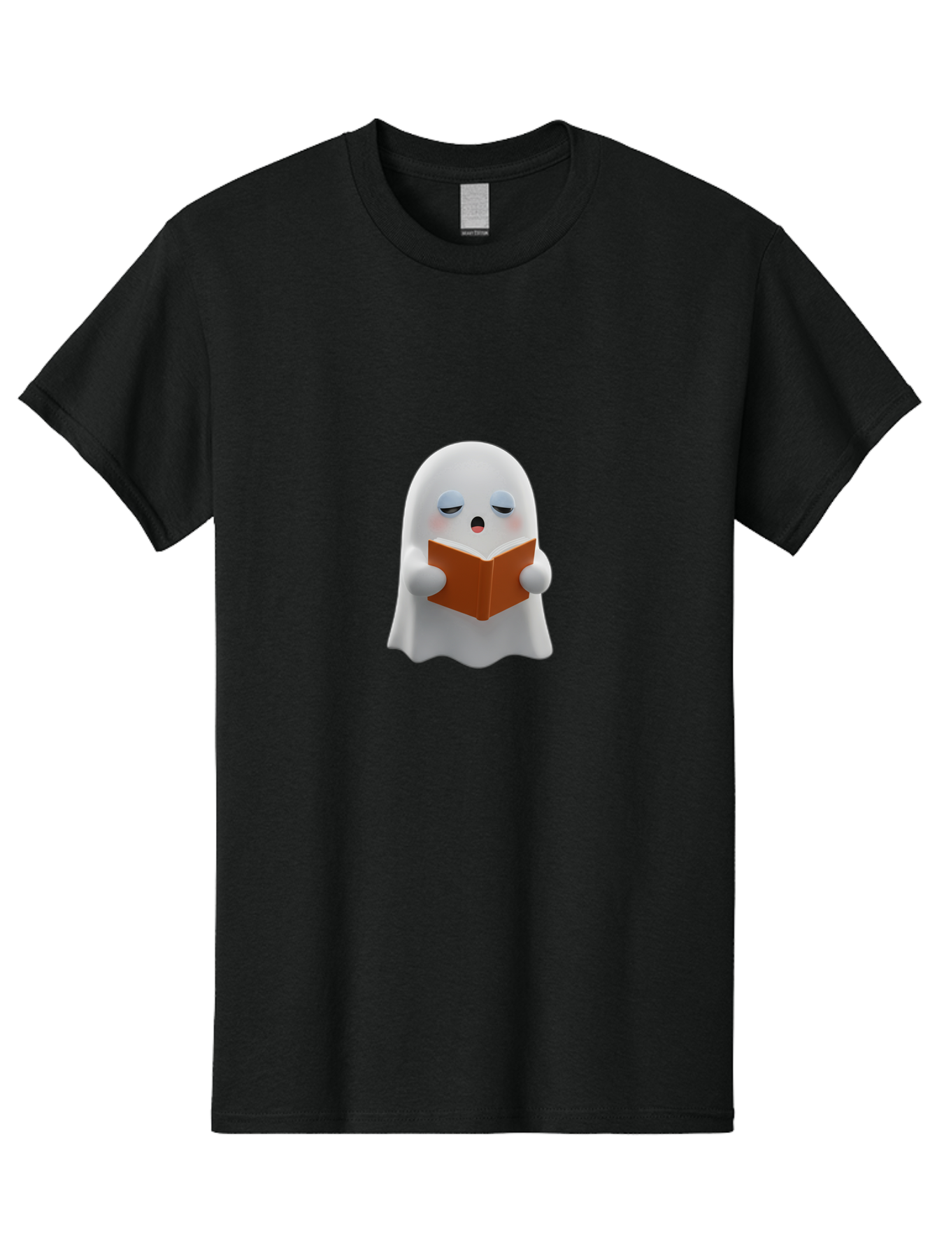 Ghost-Reading-Book Men'S Graphic Tee, 100% Cotton, Comfortable Casual Summer Wear, Machine Washable, White Ghost, Reading A Book, Cartoon Character, 3D Illustration, Cute Ghost, Ghostly Figure, Bookworm, Adorable, Funny, Spooky, Halloween, Bab939