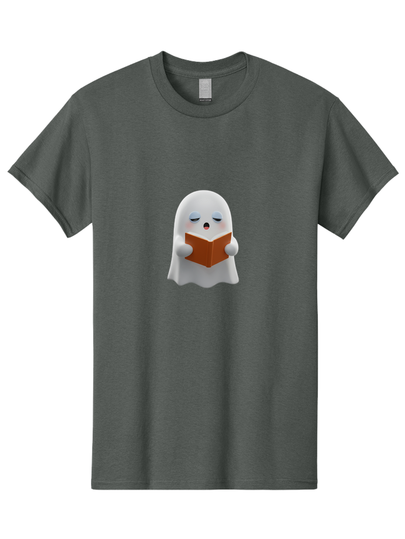 Ghost-Reading-Book Men'S Graphic Tee, 100% Cotton, Comfortable Casual Summer Wear, Machine Washable, White Ghost, Reading A Book, Cartoon Character, 3D Illustration, Cute Ghost, Ghostly Figure, Bookworm, Adorable, Funny, Spooky, Halloween, Bab939