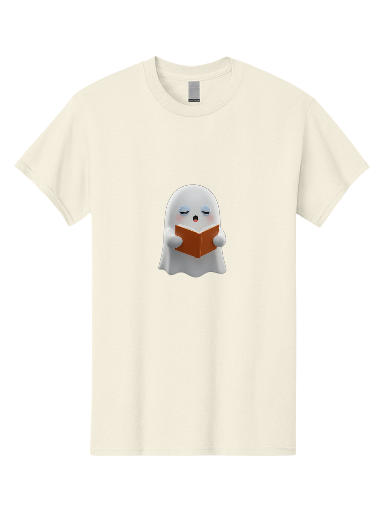 Ghost-Reading-Book Men'S Graphic Tee, 100% Cotton, Comfortable Casual Summer Wear, Machine Washable, White Ghost, Reading A Book, Cartoon Character, 3D Illustration, Cute Ghost, Ghostly Figure, Bookworm, Adorable, Funny, Spooky, Halloween, Bab939