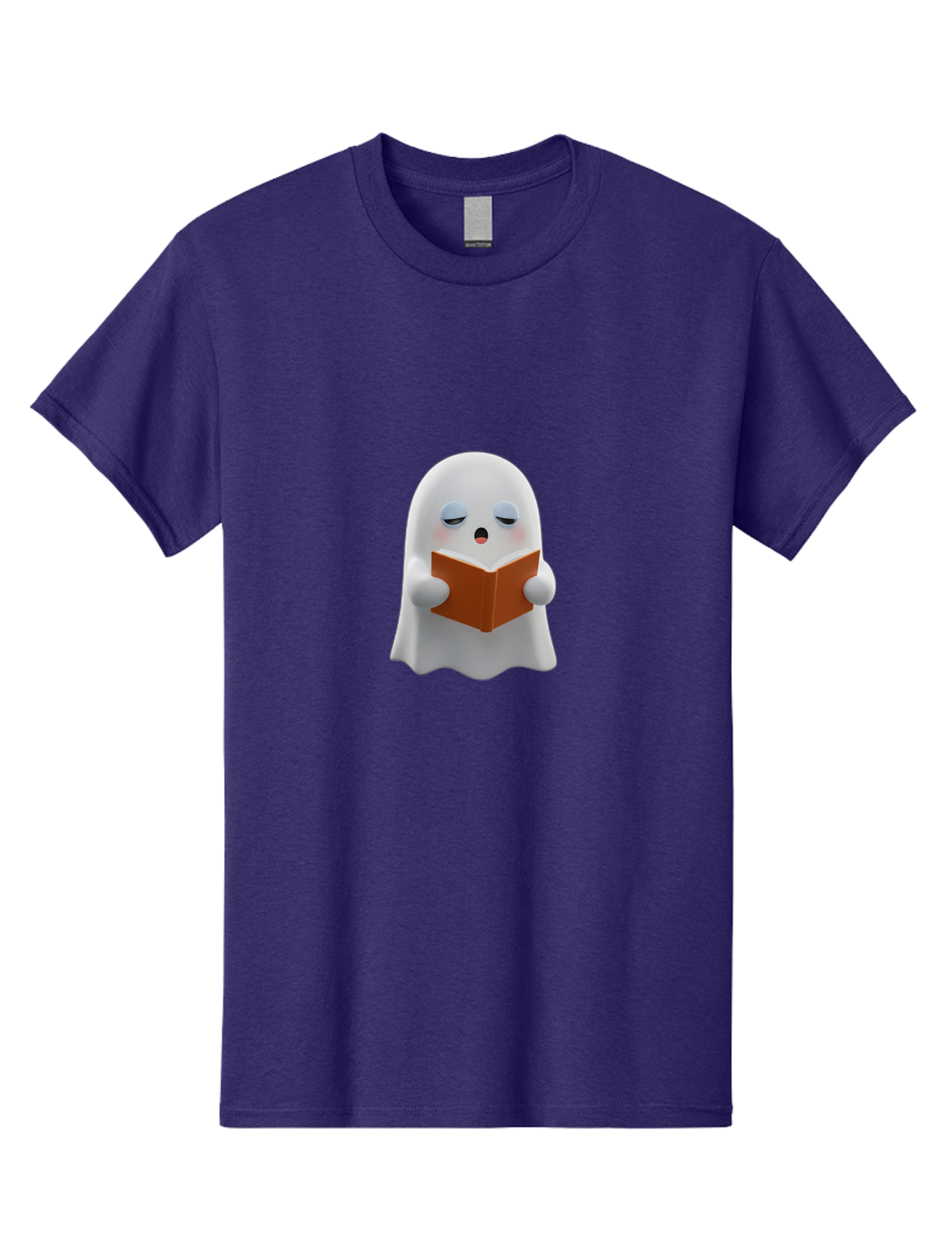 Ghost-Reading-Book Men'S Graphic Tee, 100% Cotton, Comfortable Casual Summer Wear, Machine Washable, White Ghost, Reading A Book, Cartoon Character, 3D Illustration, Cute Ghost, Ghostly Figure, Bookworm, Adorable, Funny, Spooky, Halloween, Bab939