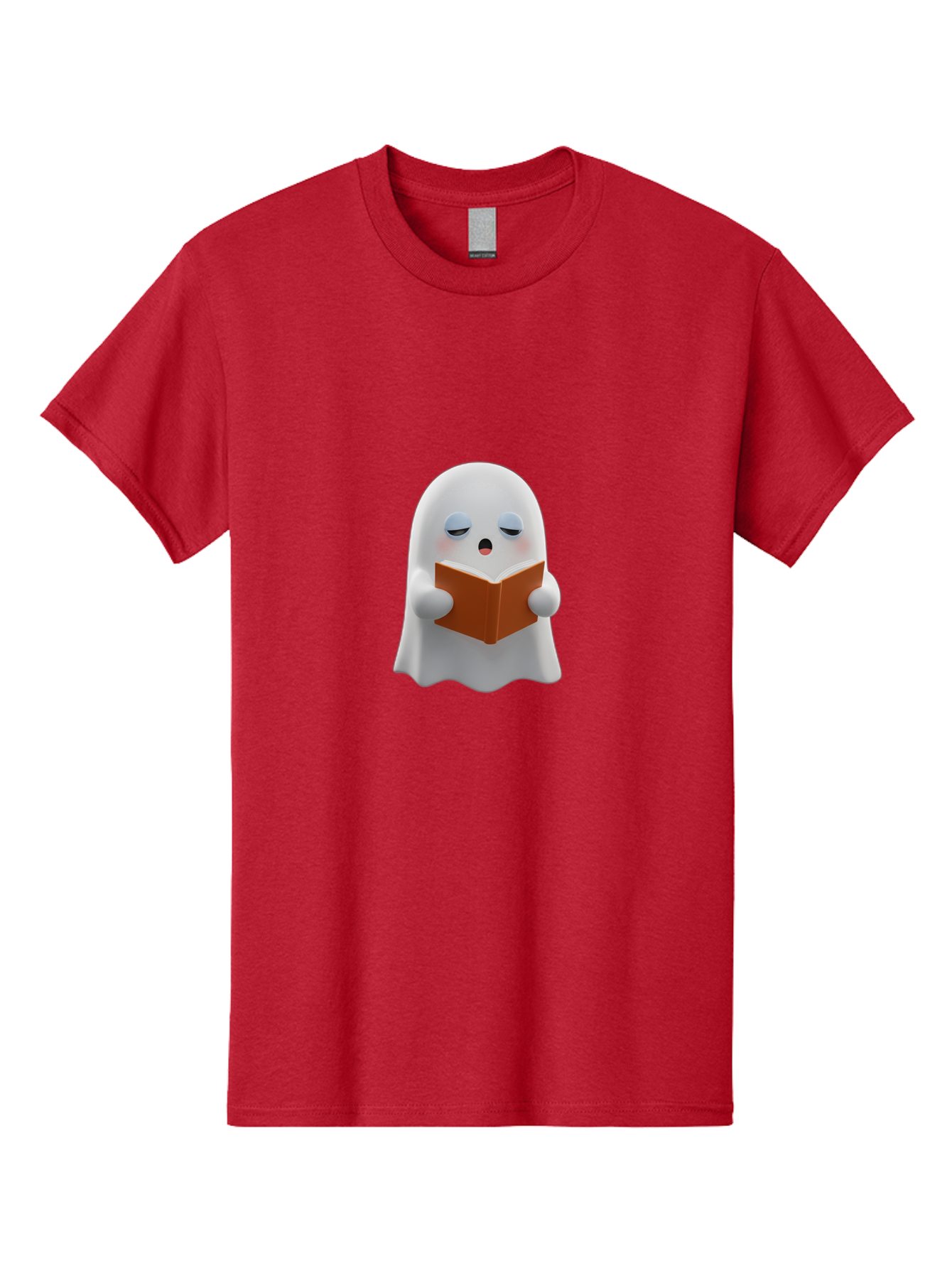 Ghost-Reading-Book Men'S Graphic Tee, 100% Cotton, Comfortable Casual Summer Wear, Machine Washable, White Ghost, Reading A Book, Cartoon Character, 3D Illustration, Cute Ghost, Ghostly Figure, Bookworm, Adorable, Funny, Spooky, Halloween, Bab939