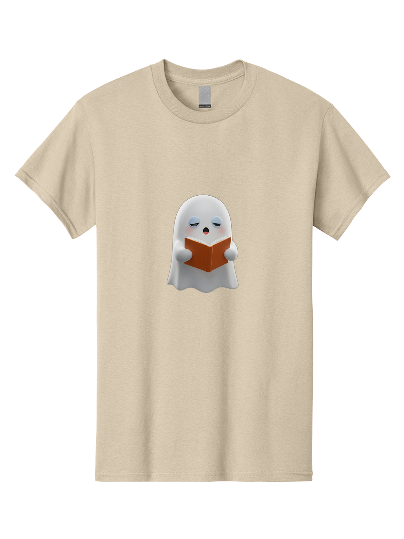 Ghost-Reading-Book Men'S Graphic Tee, 100% Cotton, Comfortable Casual Summer Wear, Machine Washable, White Ghost, Reading A Book, Cartoon Character, 3D Illustration, Cute Ghost, Ghostly Figure, Bookworm, Adorable, Funny, Spooky, Halloween, Bab939