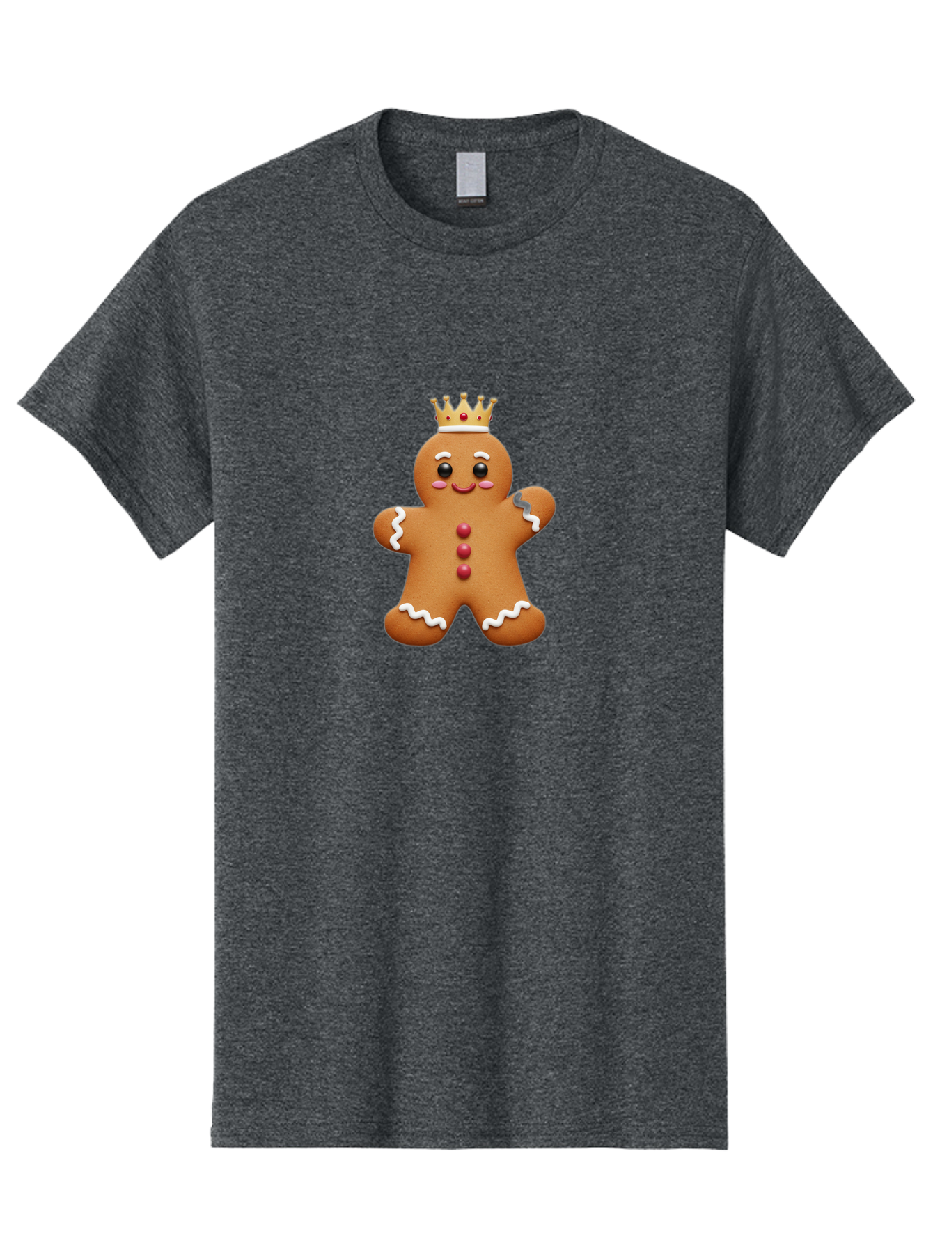 Gingerbread-King Men'S Graphic Tee, 100% Cotton, Comfortable Casual Summer Wear, Machine Washable, Gingerbread Man, Cartoon Cookie, Holiday Sweets, Festive Treats, Christmas Cookie, Royal Icing, Sweet Treats, Cookie Crown Bab940