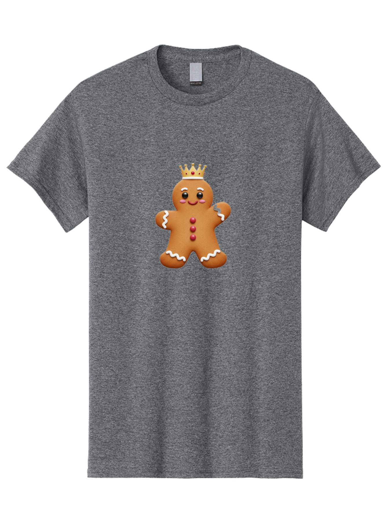Gingerbread-King Men'S Graphic Tee, 100% Cotton, Comfortable Casual Summer Wear, Machine Washable, Gingerbread Man, Cartoon Cookie, Holiday Sweets, Festive Treats, Christmas Cookie, Royal Icing, Sweet Treats, Cookie Crown Bab940