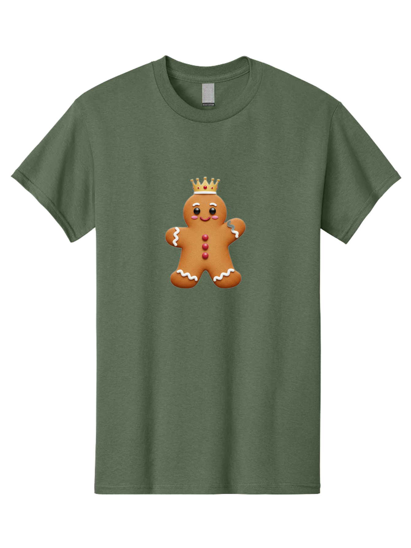 Gingerbread-King Men'S Graphic Tee, 100% Cotton, Comfortable Casual Summer Wear, Machine Washable, Gingerbread Man, Cartoon Cookie, Holiday Sweets, Festive Treats, Christmas Cookie, Royal Icing, Sweet Treats, Cookie Crown Bab940