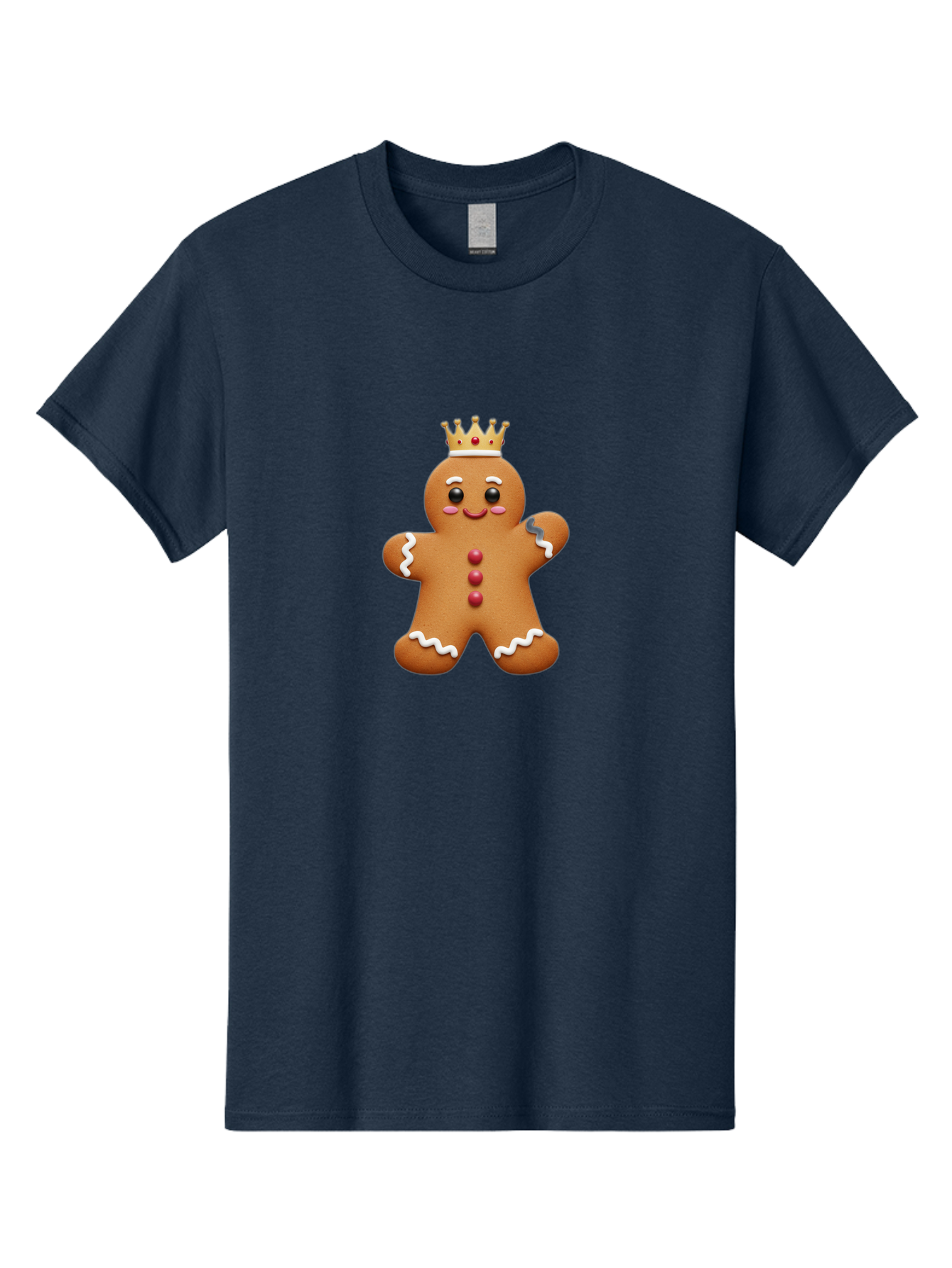 Gingerbread-King Men'S Graphic Tee, 100% Cotton, Comfortable Casual Summer Wear, Machine Washable, Gingerbread Man, Cartoon Cookie, Holiday Sweets, Festive Treats, Christmas Cookie, Royal Icing, Sweet Treats, Cookie Crown Bab940
