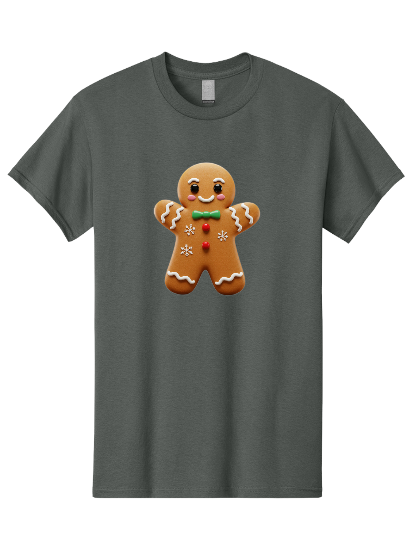Gingerbread-Man-11 Men'S Graphic Tee, 100% Cotton, Comfortable Casual Summer Wear, Machine Washable, Gingerbread Man, Cartoon Character, Festive Treats, Holiday Cookies, Christmas Dessert, Baked Goods, Icing Decorations, Candy Buttons, Bab943