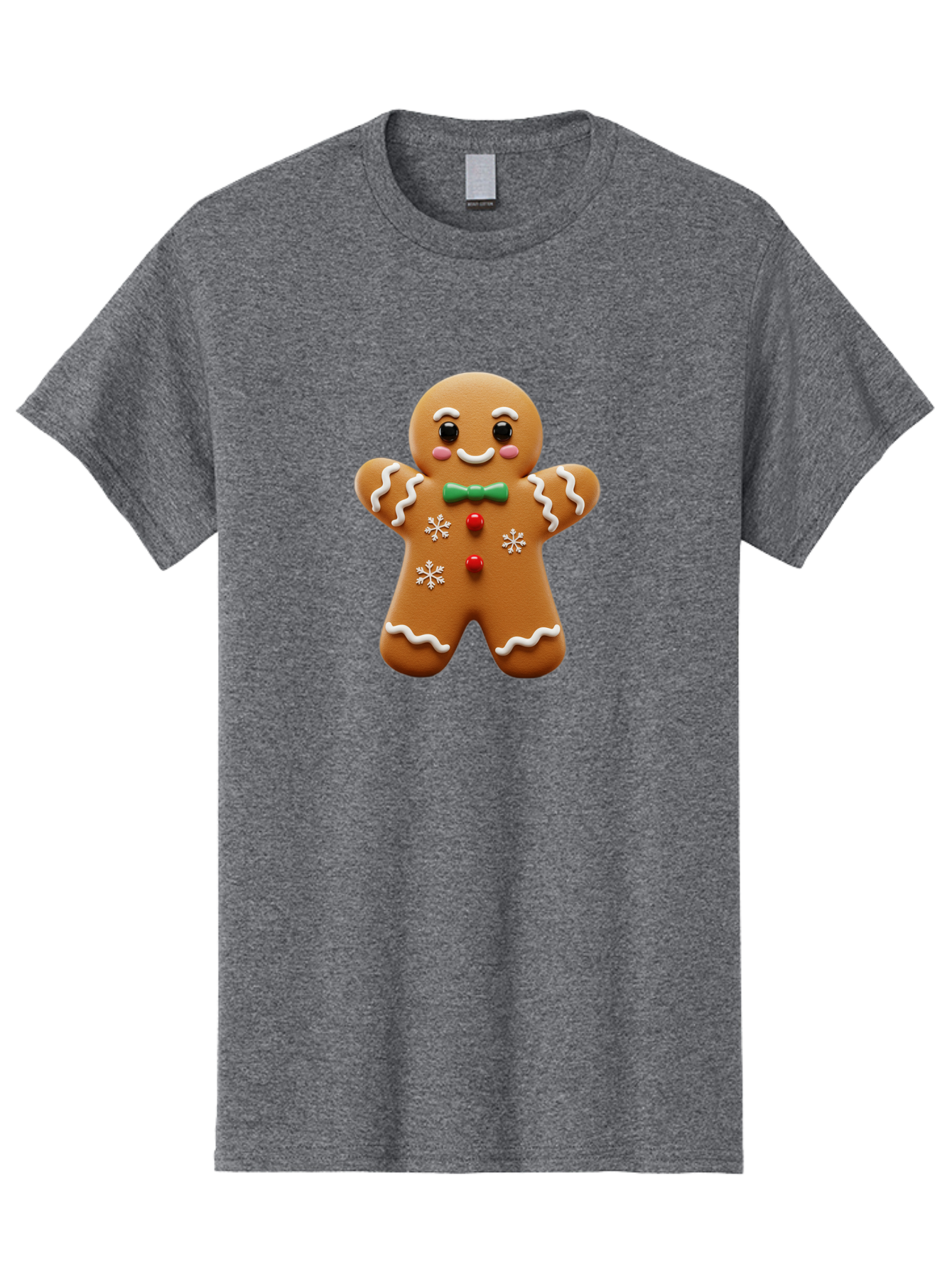 Gingerbread-Man-11 Men'S Graphic Tee, 100% Cotton, Comfortable Casual Summer Wear, Machine Washable, Gingerbread Man, Cartoon Character, Festive Treats, Holiday Cookies, Christmas Dessert, Baked Goods, Icing Decorations, Candy Buttons, Bab943