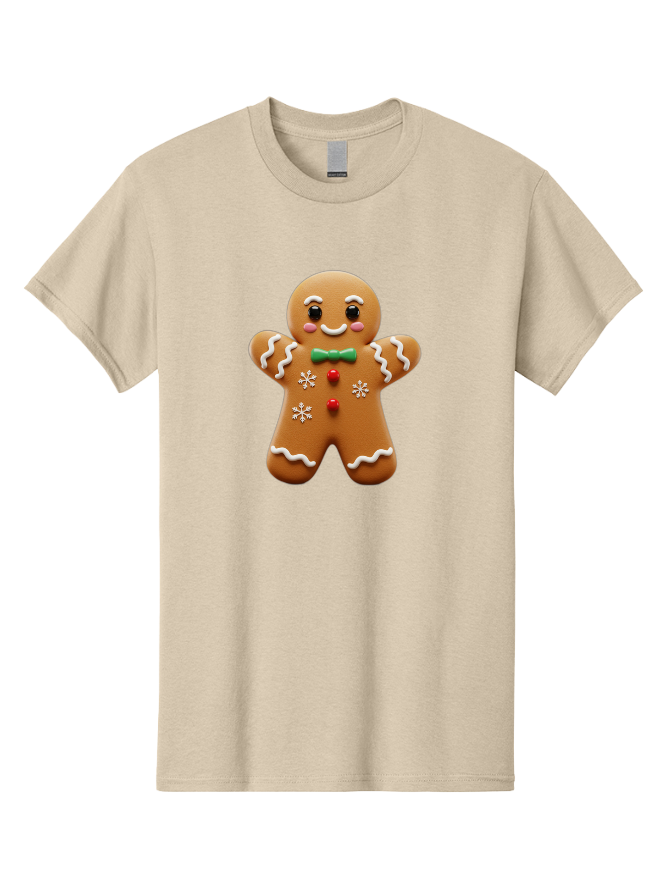Gingerbread-Man-11 Men'S Graphic Tee, 100% Cotton, Comfortable Casual Summer Wear, Machine Washable, Gingerbread Man, Cartoon Character, Festive Treats, Holiday Cookies, Christmas Dessert, Baked Goods, Icing Decorations, Candy Buttons, Bab943