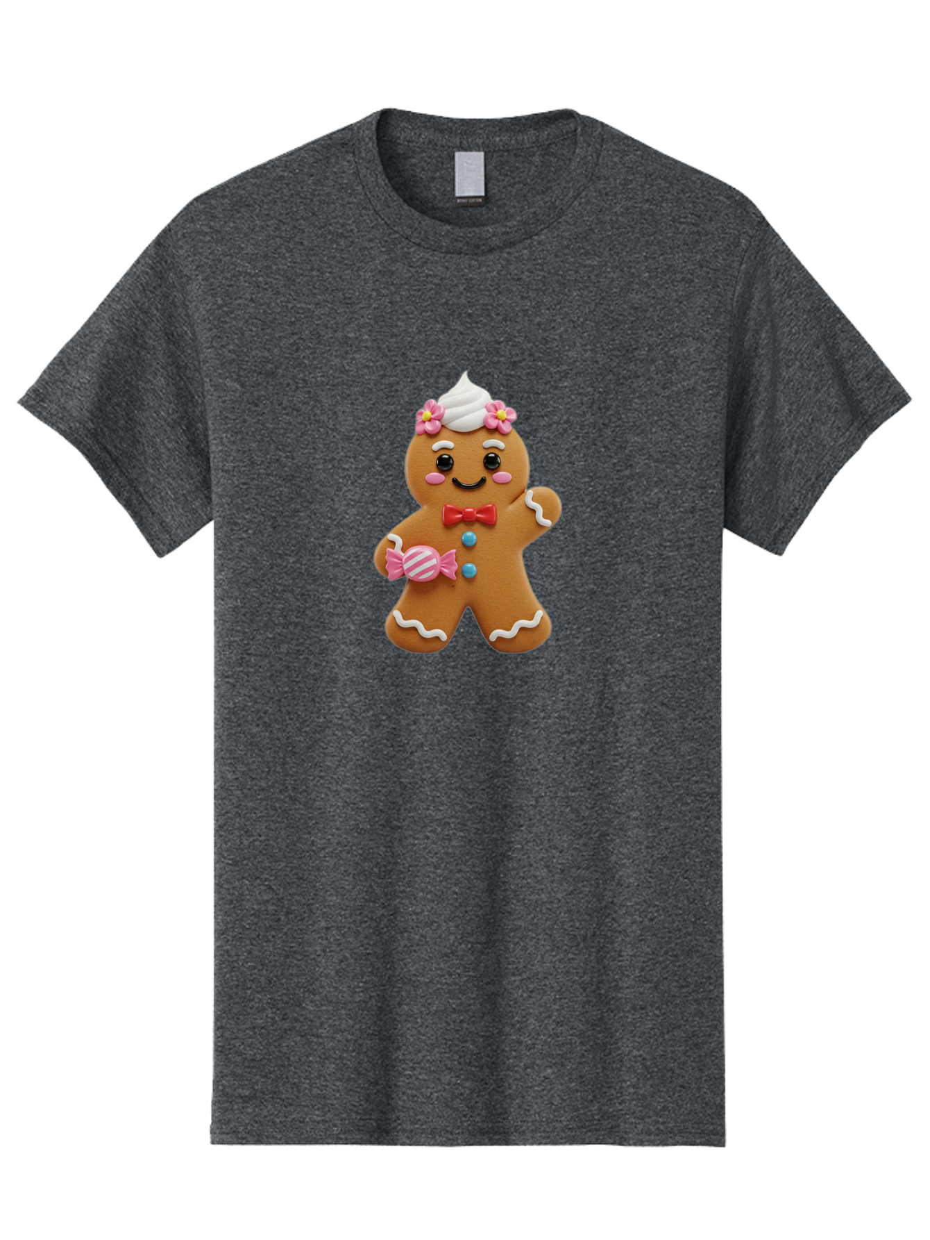 Gingerbread-Man-12 Men'S Graphic Tee, 100% Cotton, Comfortable Casual Summer Wear, Machine Washable, Gingerbread Man, Festive Cookie, Holiday Treat, Sweet Decoration, Christmas Dessert, Candy, Icing Details, Cartoonish Design, Bab944