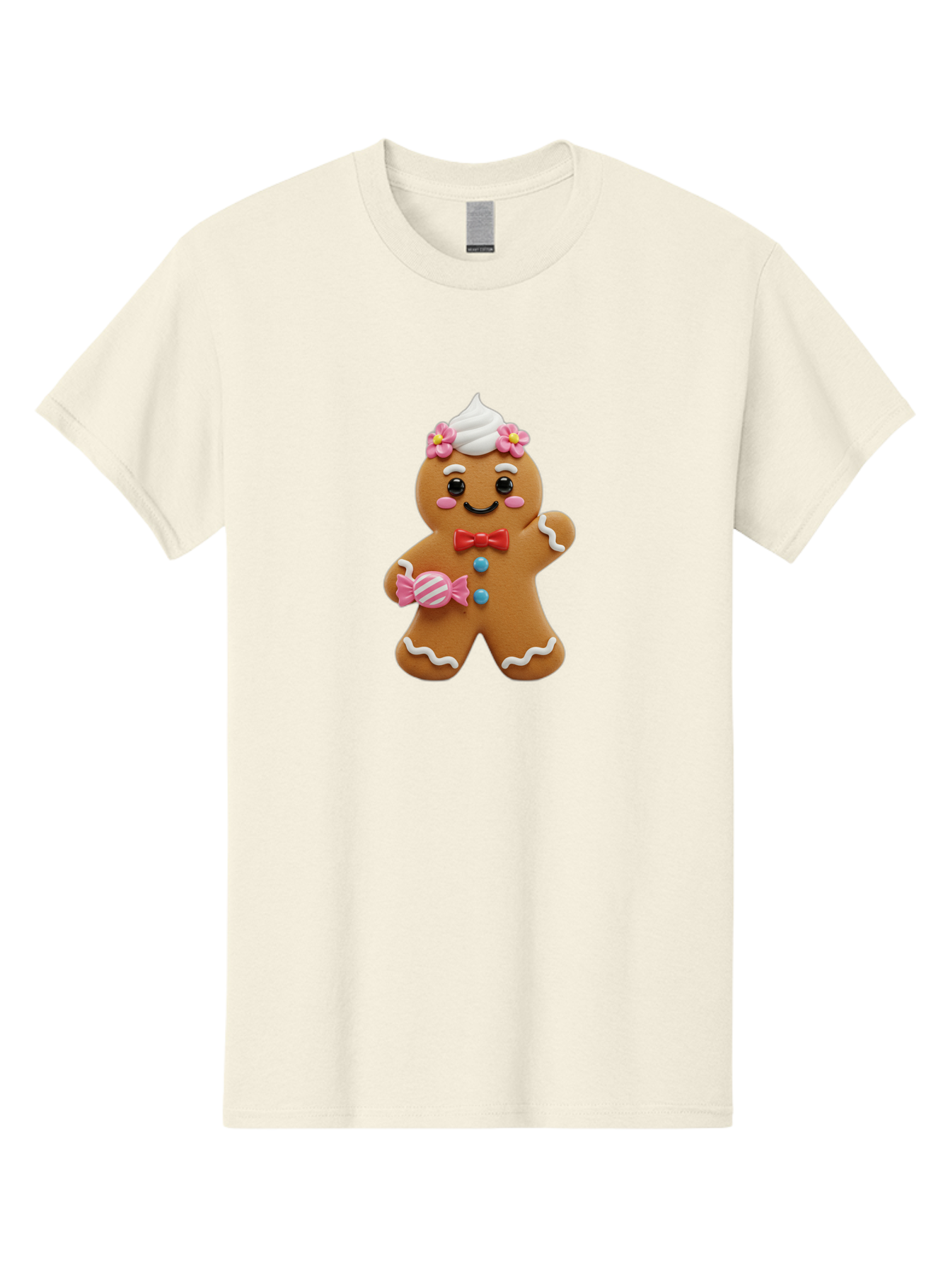 Gingerbread-Man-12 Men'S Graphic Tee, 100% Cotton, Comfortable Casual Summer Wear, Machine Washable, Gingerbread Man, Festive Cookie, Holiday Treat, Sweet Decoration, Christmas Dessert, Candy, Icing Details, Cartoonish Design, Bab944