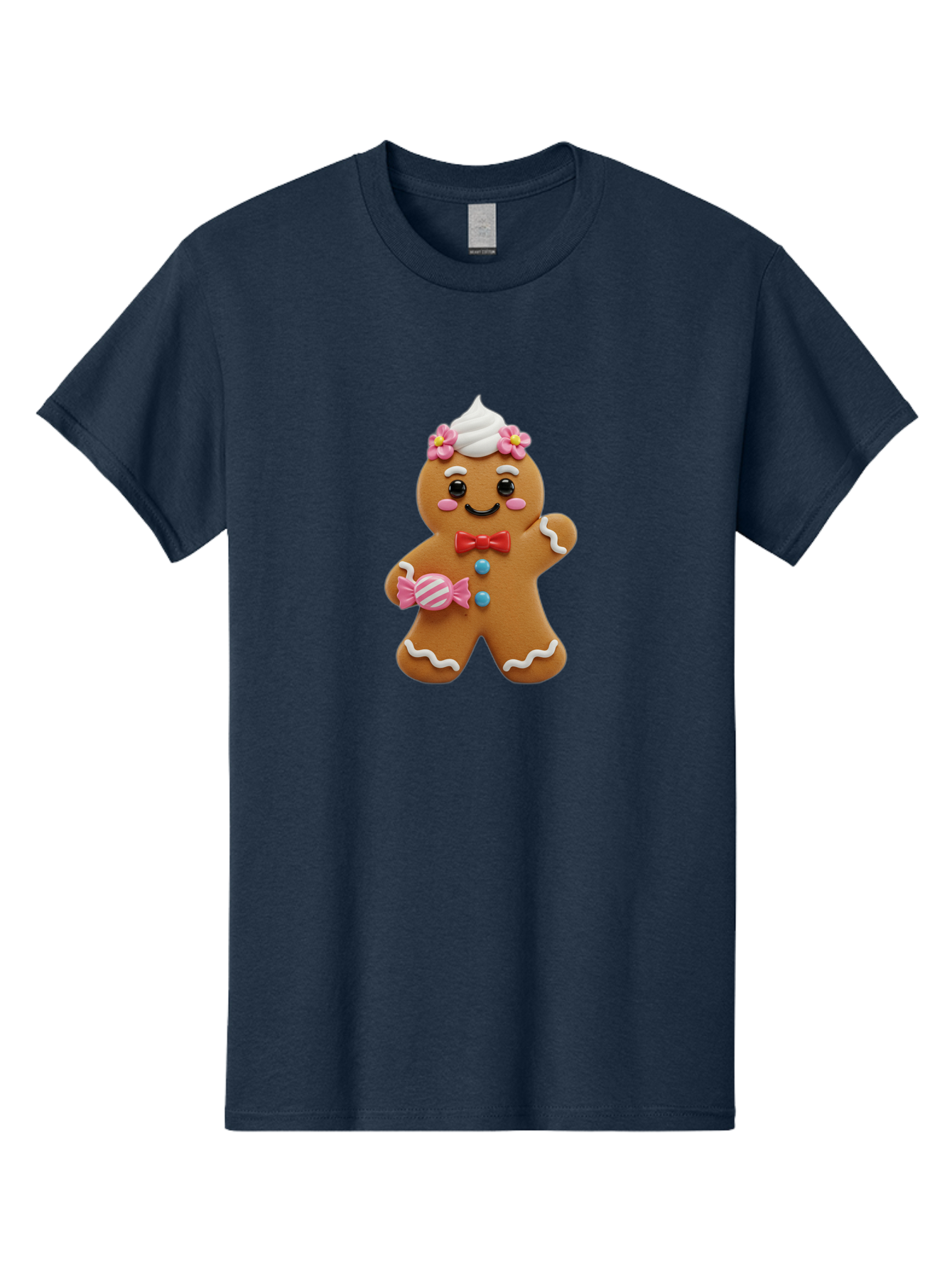 Gingerbread-Man-12 Men'S Graphic Tee, 100% Cotton, Comfortable Casual Summer Wear, Machine Washable, Gingerbread Man, Festive Cookie, Holiday Treat, Sweet Decoration, Christmas Dessert, Candy, Icing Details, Cartoonish Design, Bab944