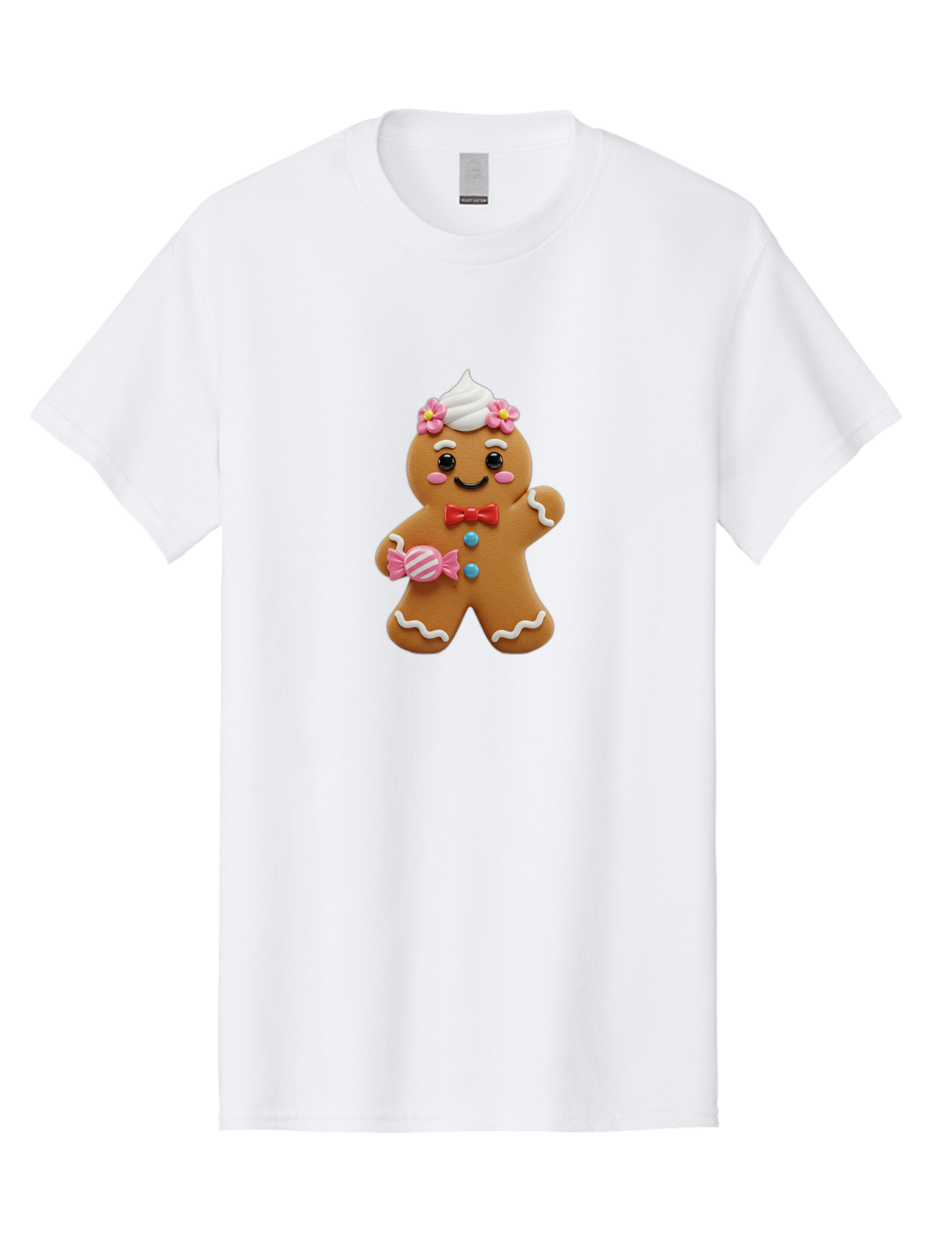 Gingerbread-Man-12 Men'S Graphic Tee, 100% Cotton, Comfortable Casual Summer Wear, Machine Washable, Gingerbread Man, Festive Cookie, Holiday Treat, Sweet Decoration, Christmas Dessert, Candy, Icing Details, Cartoonish Design, Bab944