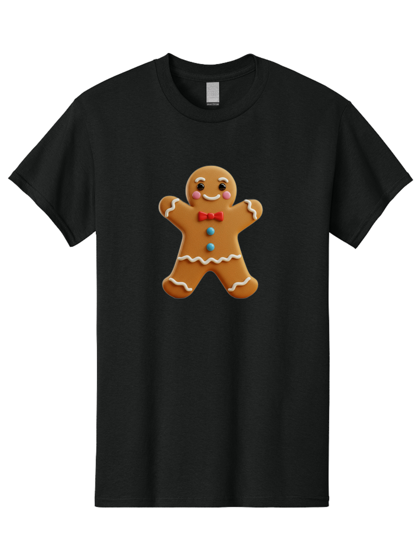 Gingerbread-Man-13 Men'S Graphic Tee, 100% Cotton, Comfortable Casual Summer Wear, Machine Washable, Cute Gingerbread Man, Christmas Cookie, Festive Treat, Red Bow Tie, White Icing, Blue Candy Buttons, Holiday Baking, Sweet Delight Bab945