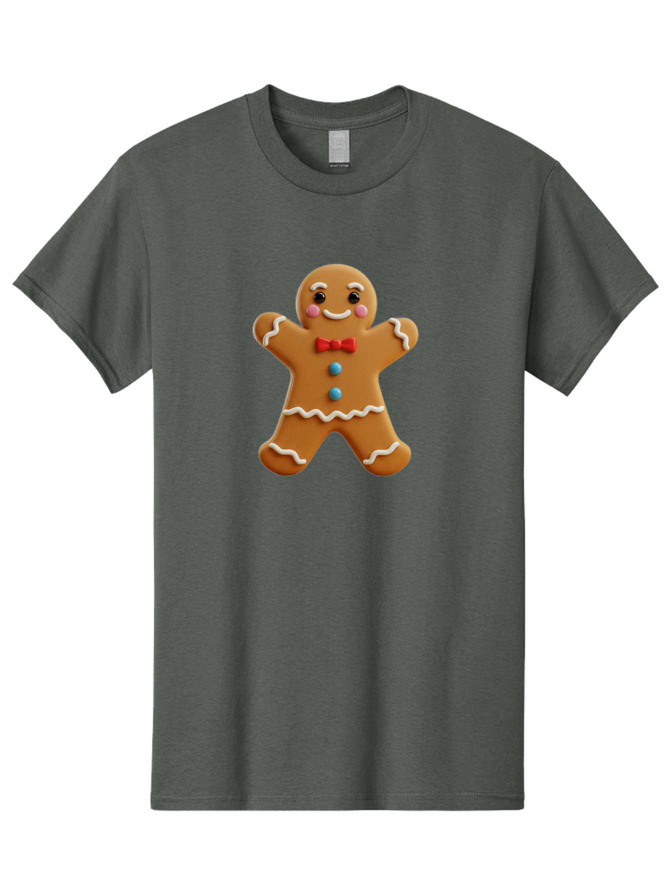 Gingerbread-Man-13 Men'S Graphic Tee, 100% Cotton, Comfortable Casual Summer Wear, Machine Washable, Cute Gingerbread Man, Christmas Cookie, Festive Treat, Red Bow Tie, White Icing, Blue Candy Buttons, Holiday Baking, Sweet Delight Bab945