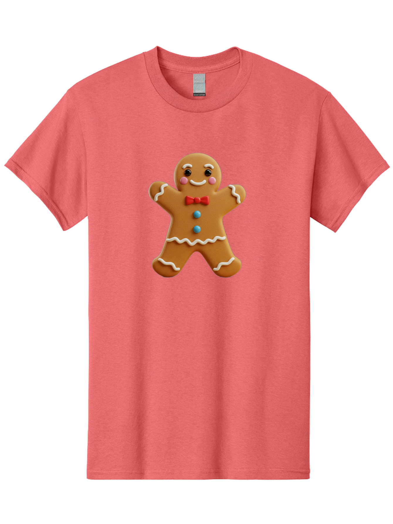 Gingerbread-Man-13 Men'S Graphic Tee, 100% Cotton, Comfortable Casual Summer Wear, Machine Washable, Cute Gingerbread Man, Christmas Cookie, Festive Treat, Red Bow Tie, White Icing, Blue Candy Buttons, Holiday Baking, Sweet Delight Bab945