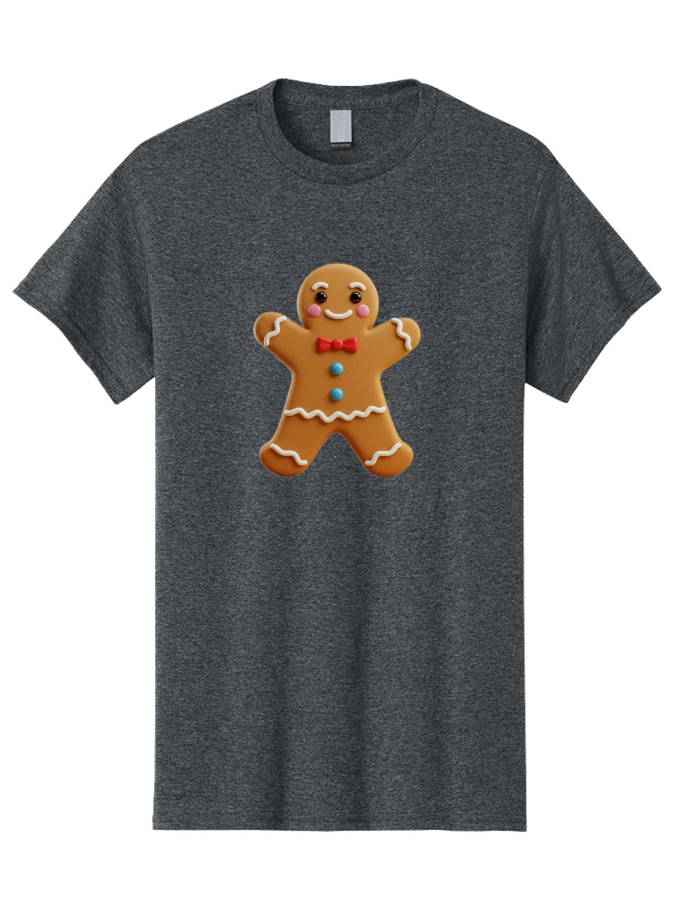 Gingerbread-Man-13 Men'S Graphic Tee, 100% Cotton, Comfortable Casual Summer Wear, Machine Washable, Cute Gingerbread Man, Christmas Cookie, Festive Treat, Red Bow Tie, White Icing, Blue Candy Buttons, Holiday Baking, Sweet Delight Bab945