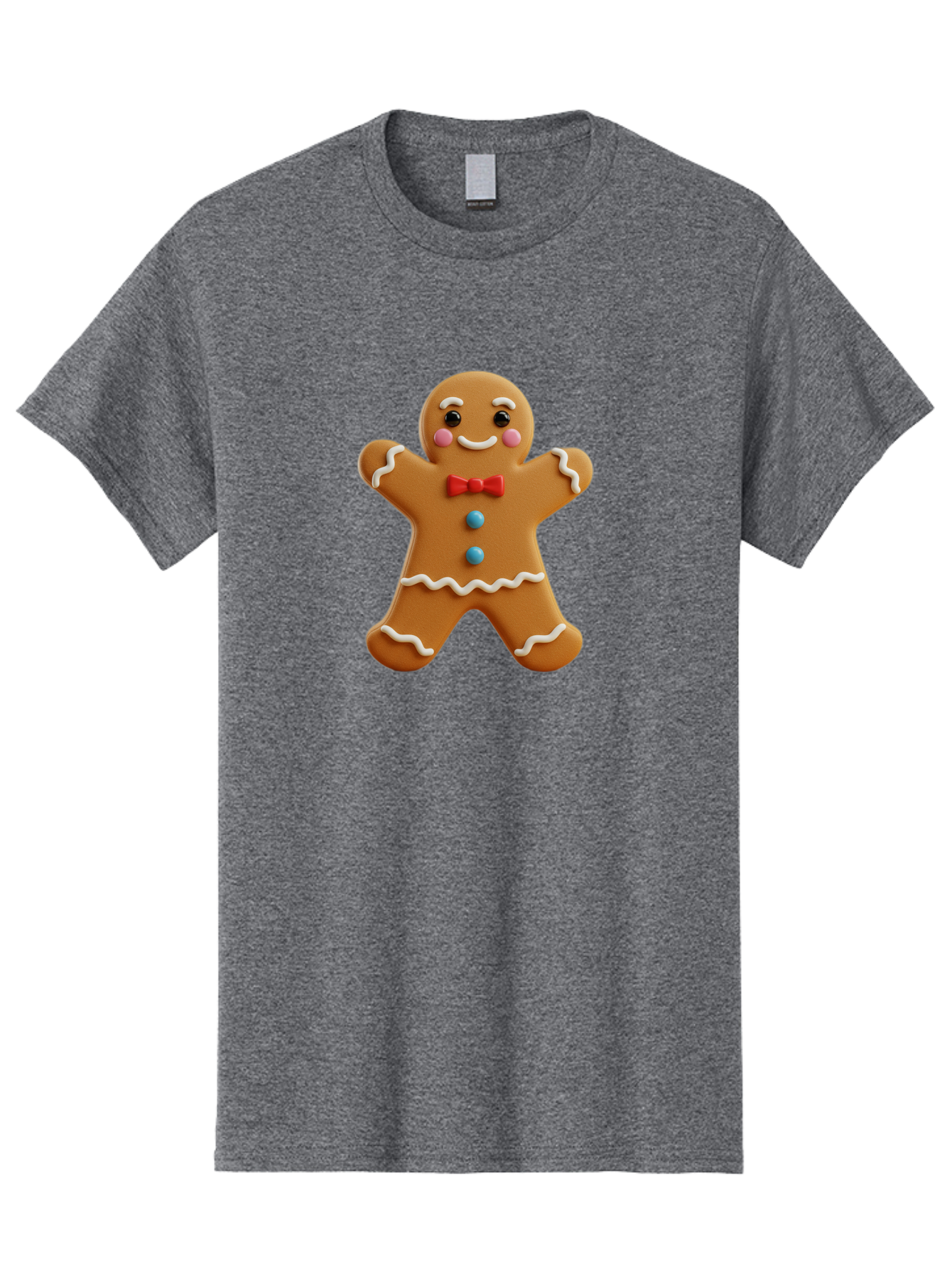 Gingerbread-Man-13 Men'S Graphic Tee, 100% Cotton, Comfortable Casual Summer Wear, Machine Washable, Cute Gingerbread Man, Christmas Cookie, Festive Treat, Red Bow Tie, White Icing, Blue Candy Buttons, Holiday Baking, Sweet Delight Bab945