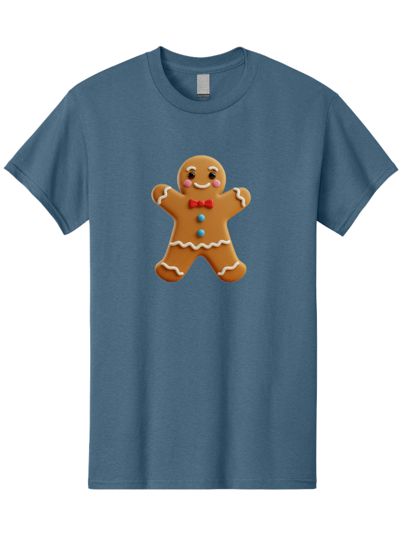 Gingerbread-Man-13 Men'S Graphic Tee, 100% Cotton, Comfortable Casual Summer Wear, Machine Washable, Cute Gingerbread Man, Christmas Cookie, Festive Treat, Red Bow Tie, White Icing, Blue Candy Buttons, Holiday Baking, Sweet Delight Bab945