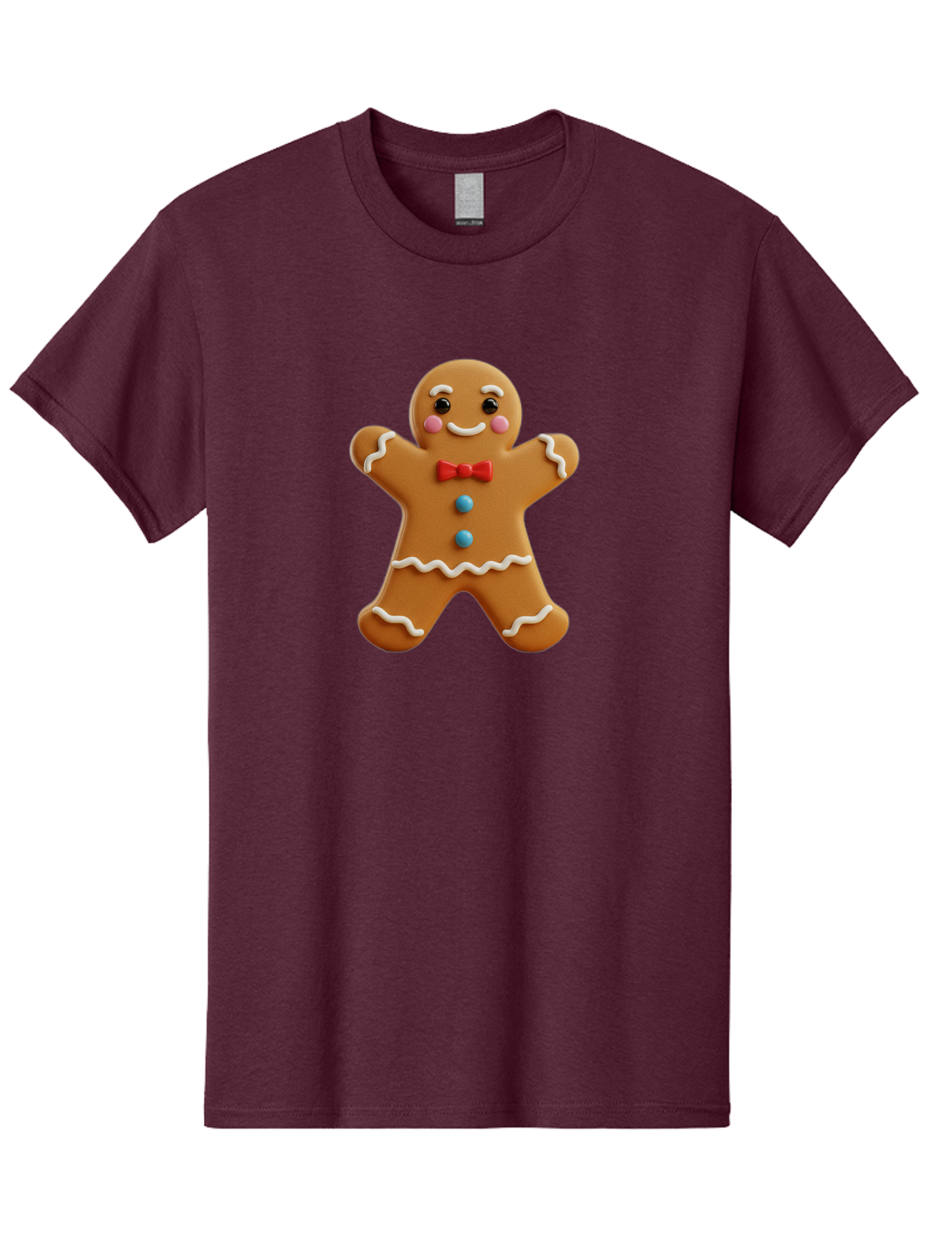 Gingerbread-Man-13 Men'S Graphic Tee, 100% Cotton, Comfortable Casual Summer Wear, Machine Washable, Cute Gingerbread Man, Christmas Cookie, Festive Treat, Red Bow Tie, White Icing, Blue Candy Buttons, Holiday Baking, Sweet Delight Bab945