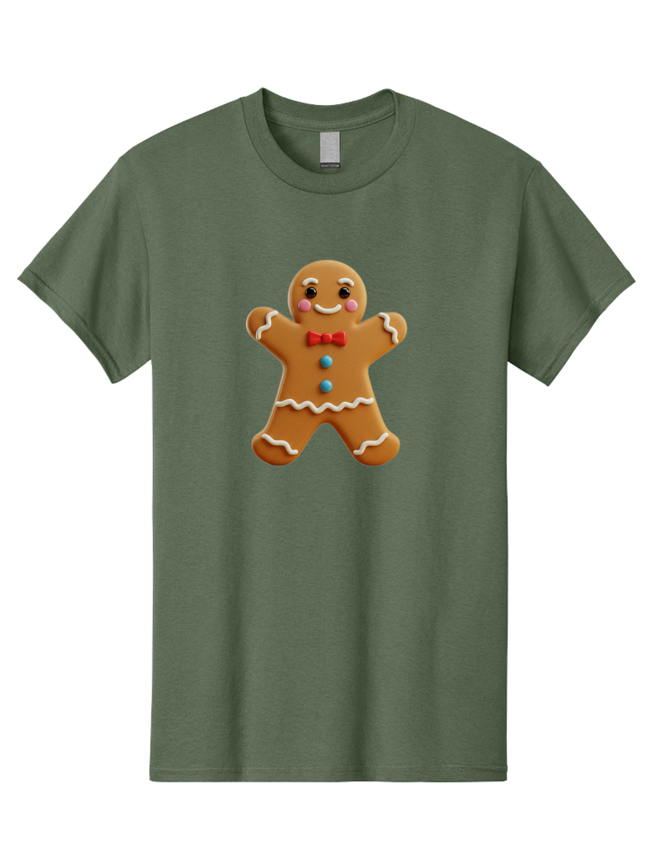 Gingerbread-Man-13 Men'S Graphic Tee, 100% Cotton, Comfortable Casual Summer Wear, Machine Washable, Cute Gingerbread Man, Christmas Cookie, Festive Treat, Red Bow Tie, White Icing, Blue Candy Buttons, Holiday Baking, Sweet Delight Bab945