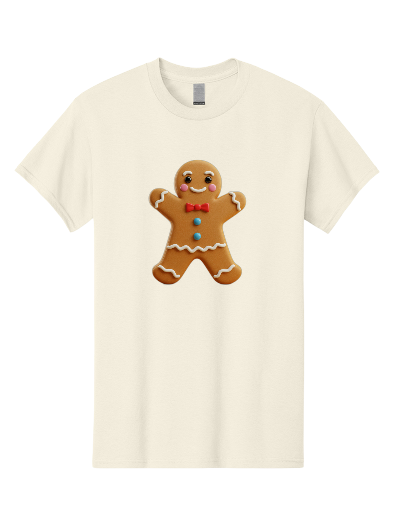 Gingerbread-Man-13 Men'S Graphic Tee, 100% Cotton, Comfortable Casual Summer Wear, Machine Washable, Cute Gingerbread Man, Christmas Cookie, Festive Treat, Red Bow Tie, White Icing, Blue Candy Buttons, Holiday Baking, Sweet Delight Bab945