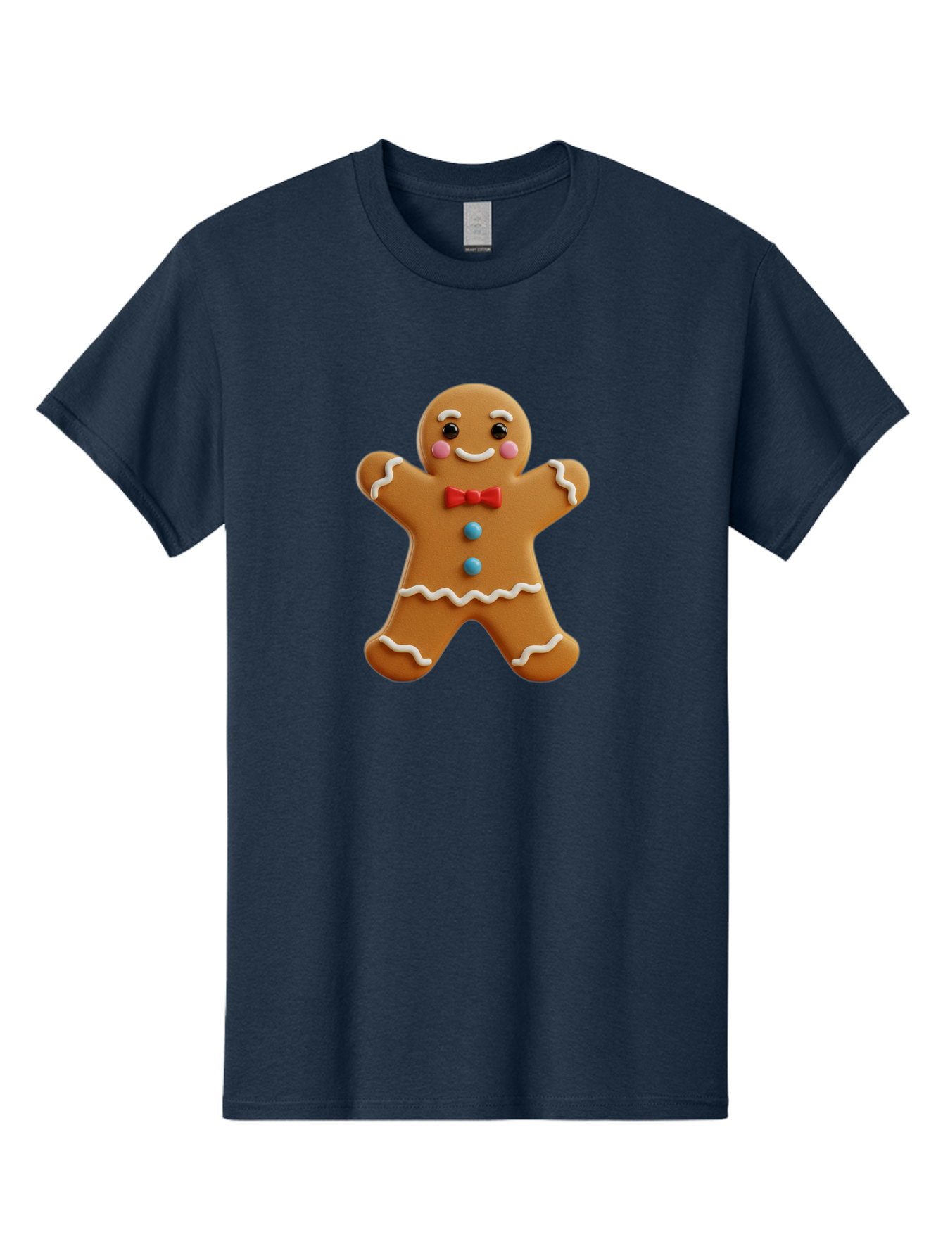 Gingerbread-Man-13 Men'S Graphic Tee, 100% Cotton, Comfortable Casual Summer Wear, Machine Washable, Cute Gingerbread Man, Christmas Cookie, Festive Treat, Red Bow Tie, White Icing, Blue Candy Buttons, Holiday Baking, Sweet Delight Bab945