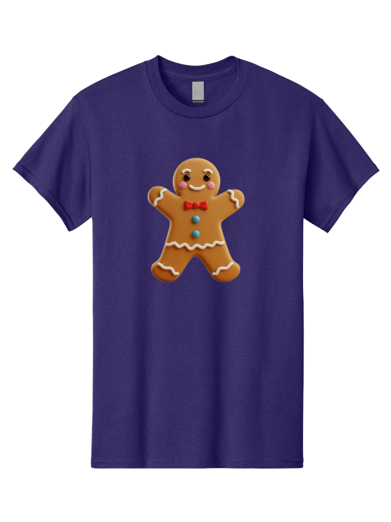 Gingerbread-Man-13 Men'S Graphic Tee, 100% Cotton, Comfortable Casual Summer Wear, Machine Washable, Cute Gingerbread Man, Christmas Cookie, Festive Treat, Red Bow Tie, White Icing, Blue Candy Buttons, Holiday Baking, Sweet Delight Bab945