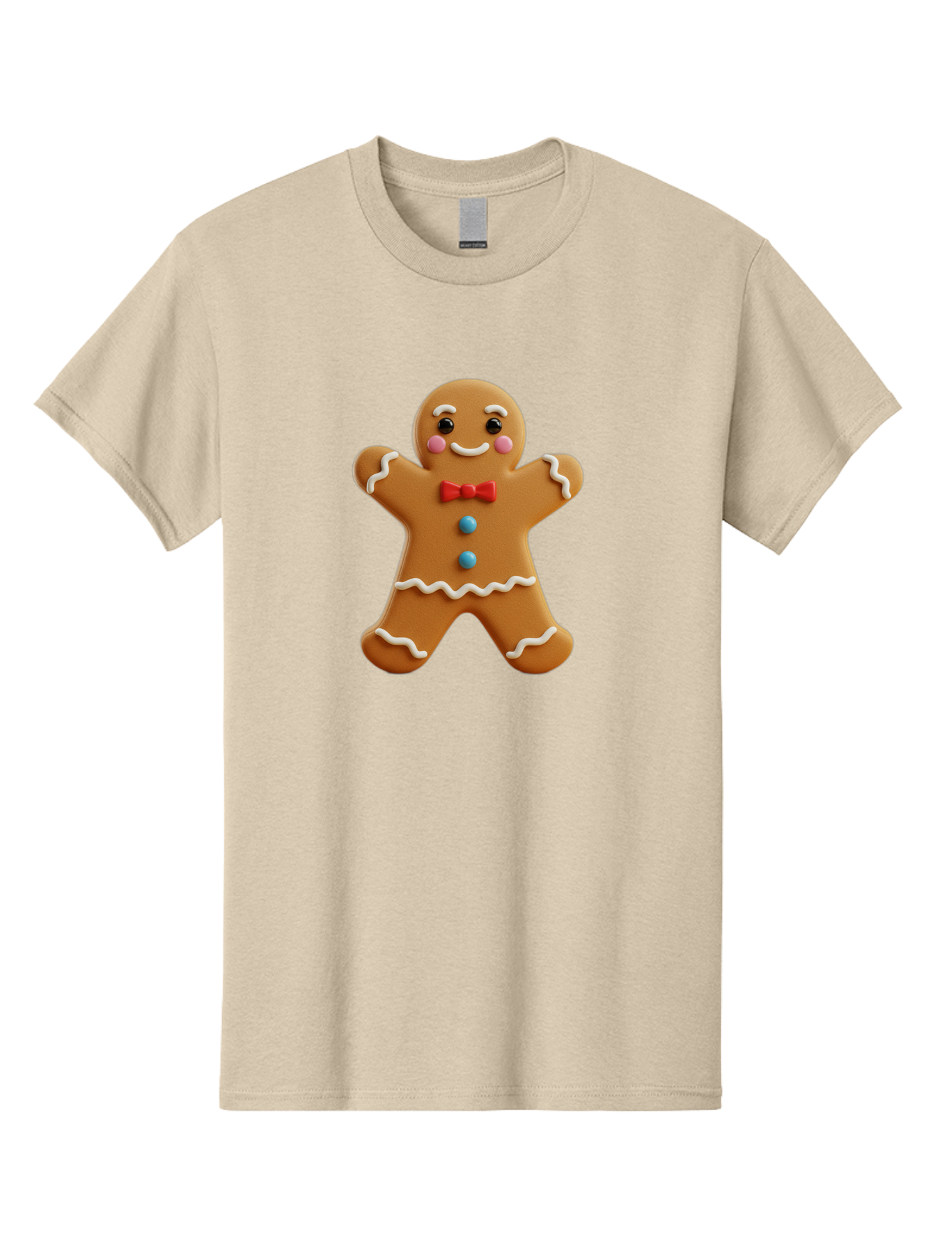 Gingerbread-Man-13 Men'S Graphic Tee, 100% Cotton, Comfortable Casual Summer Wear, Machine Washable, Cute Gingerbread Man, Christmas Cookie, Festive Treat, Red Bow Tie, White Icing, Blue Candy Buttons, Holiday Baking, Sweet Delight Bab945
