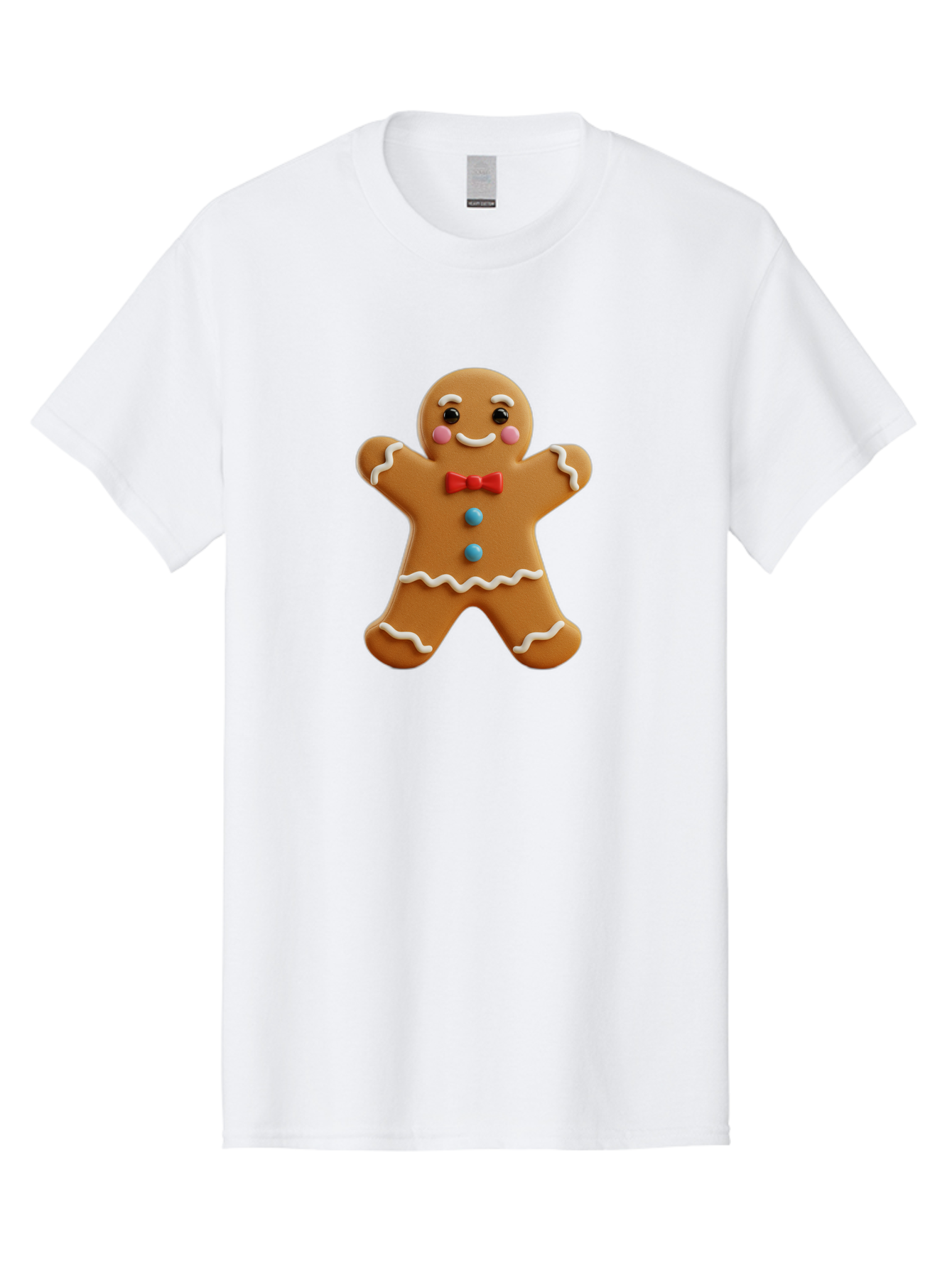 Gingerbread-Man-13 Men'S Graphic Tee, 100% Cotton, Comfortable Casual Summer Wear, Machine Washable, Cute Gingerbread Man, Christmas Cookie, Festive Treat, Red Bow Tie, White Icing, Blue Candy Buttons, Holiday Baking, Sweet Delight Bab945