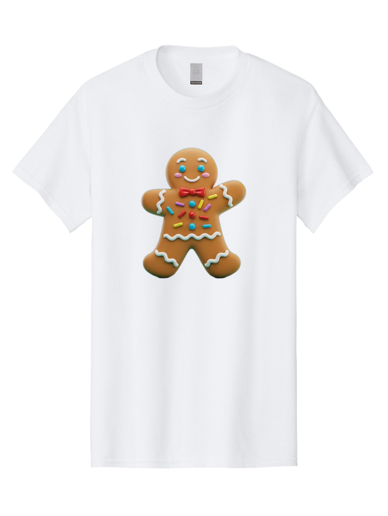 Gingerbread-Man-14 Men'S Graphic Tee, 100% Cotton, Comfortable Casual Summer Wear, Machine Washable, Gingerbread Man, Holiday Treat, Cookie Decoration, Colorful Sprinkles, Red Bow Tie, Happy Face, Festive Character, Baked Goods, Sweet Delight, Bab946