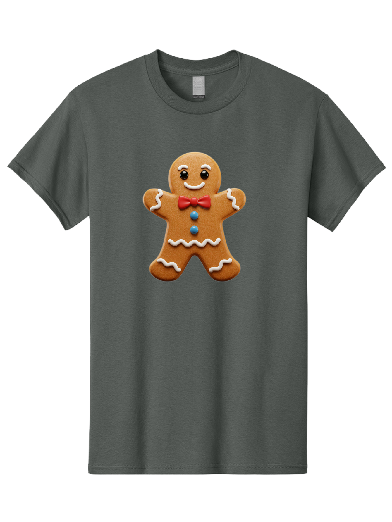Gingerbread-Man-15 Men'S Graphic Tee, 100% Cotton, Comfortable Casual Summer Wear, Machine Washable, Gingerbread Man, Christmas Cookie, Red Bow Tie, White Icing, Blue Buttons, Festive Treat, Holiday Baking, Sweet Delight, Winter Wonderland Bab947