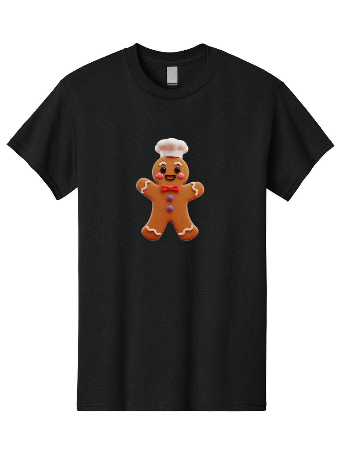 Gingerbread-Man-2 Men'S Graphic Tee, 100% Cotton, Comfortable Casual Summer Wear, Machine Washable, Gingerbread Man, Holiday Treat, Baking Delight, Festive Dessert, Red Bow Tie, Chef'S Hat, Sweet Character, Christmas Cookie Bab950