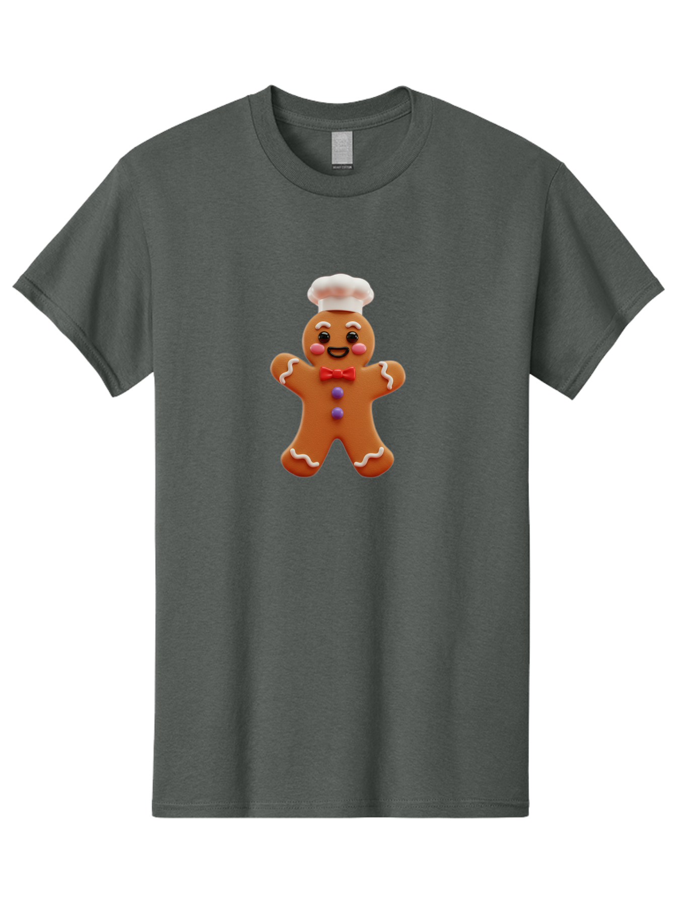 Gingerbread-Man-2 Men'S Graphic Tee, 100% Cotton, Comfortable Casual Summer Wear, Machine Washable, Gingerbread Man, Holiday Treat, Baking Delight, Festive Dessert, Red Bow Tie, Chef'S Hat, Sweet Character, Christmas Cookie Bab950