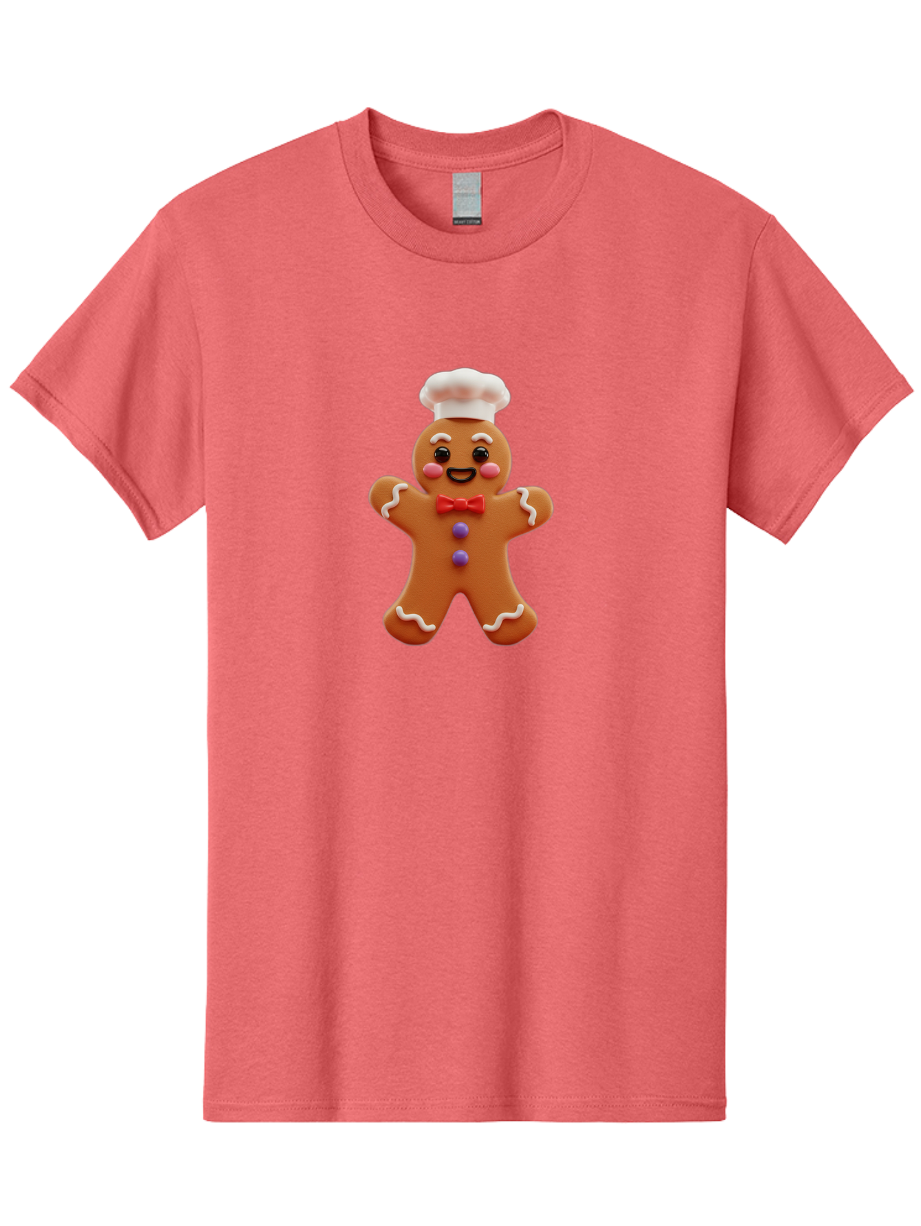Gingerbread-Man-2 Men'S Graphic Tee, 100% Cotton, Comfortable Casual Summer Wear, Machine Washable, Gingerbread Man, Holiday Treat, Baking Delight, Festive Dessert, Red Bow Tie, Chef'S Hat, Sweet Character, Christmas Cookie Bab950