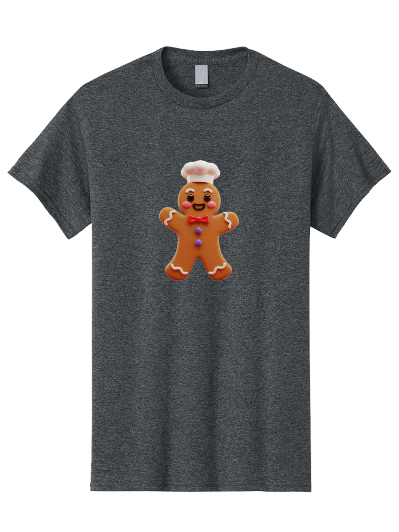 Gingerbread-Man-2 Men'S Graphic Tee, 100% Cotton, Comfortable Casual Summer Wear, Machine Washable, Gingerbread Man, Holiday Treat, Baking Delight, Festive Dessert, Red Bow Tie, Chef'S Hat, Sweet Character, Christmas Cookie Bab950
