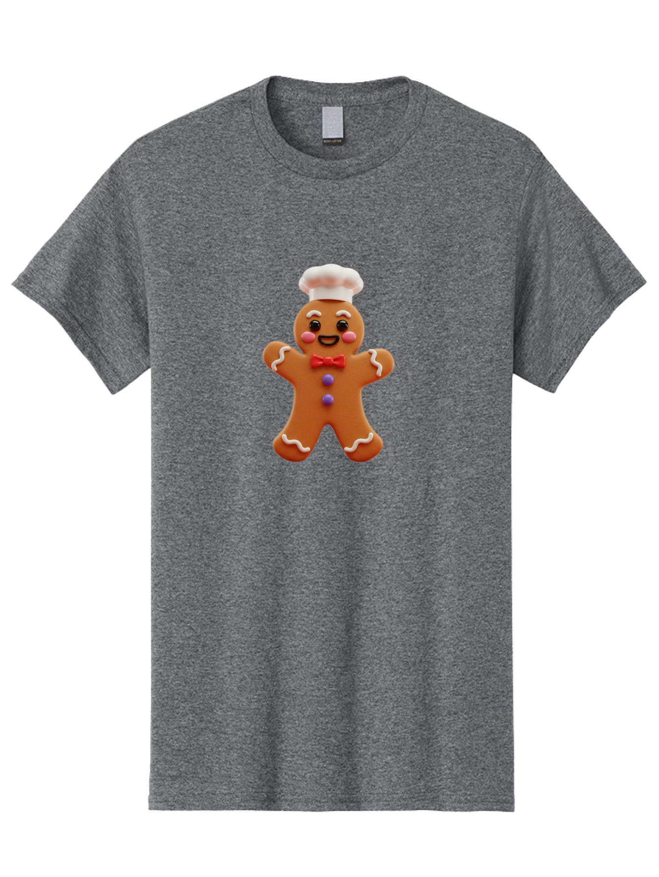 Gingerbread-Man-2 Men'S Graphic Tee, 100% Cotton, Comfortable Casual Summer Wear, Machine Washable, Gingerbread Man, Holiday Treat, Baking Delight, Festive Dessert, Red Bow Tie, Chef'S Hat, Sweet Character, Christmas Cookie Bab950