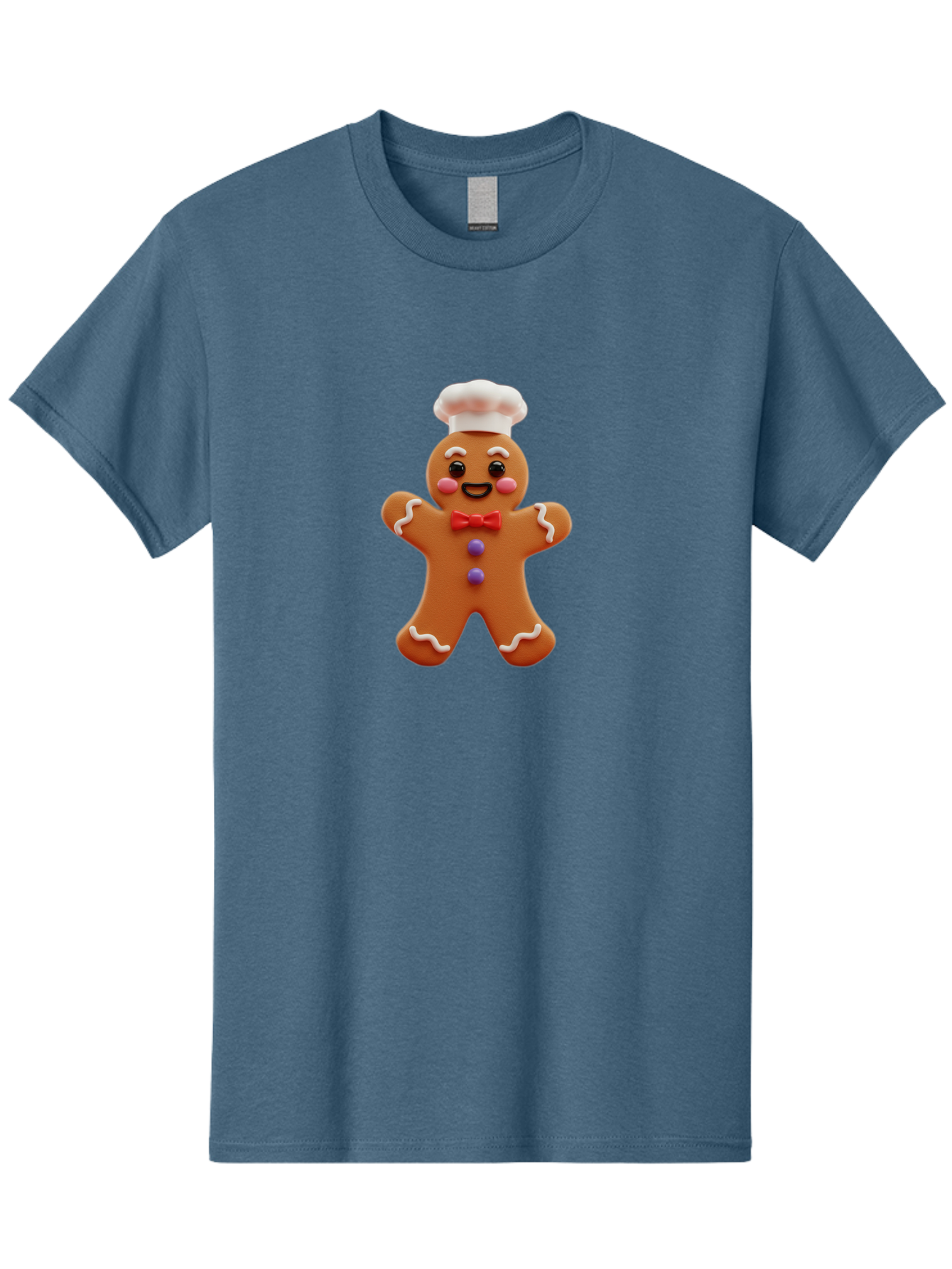 Gingerbread-Man-2 Men'S Graphic Tee, 100% Cotton, Comfortable Casual Summer Wear, Machine Washable, Gingerbread Man, Holiday Treat, Baking Delight, Festive Dessert, Red Bow Tie, Chef'S Hat, Sweet Character, Christmas Cookie Bab950