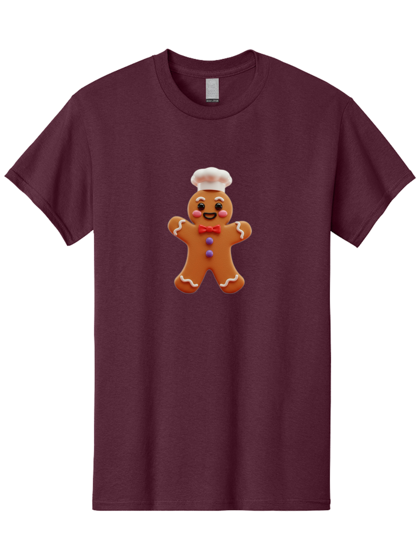 Gingerbread-Man-2 Men'S Graphic Tee, 100% Cotton, Comfortable Casual Summer Wear, Machine Washable, Gingerbread Man, Holiday Treat, Baking Delight, Festive Dessert, Red Bow Tie, Chef'S Hat, Sweet Character, Christmas Cookie Bab950