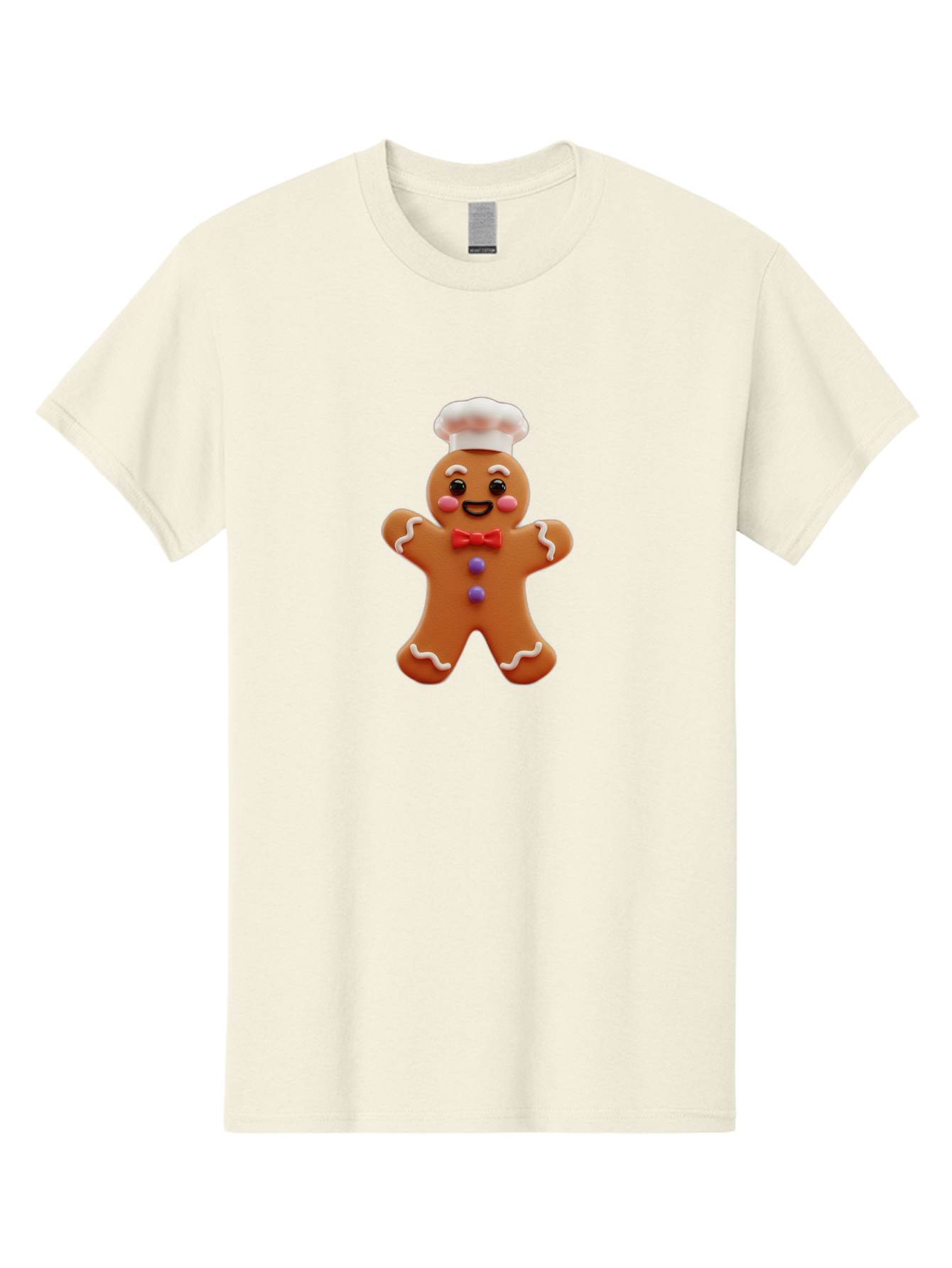 Gingerbread-Man-2 Men'S Graphic Tee, 100% Cotton, Comfortable Casual Summer Wear, Machine Washable, Gingerbread Man, Holiday Treat, Baking Delight, Festive Dessert, Red Bow Tie, Chef'S Hat, Sweet Character, Christmas Cookie Bab950