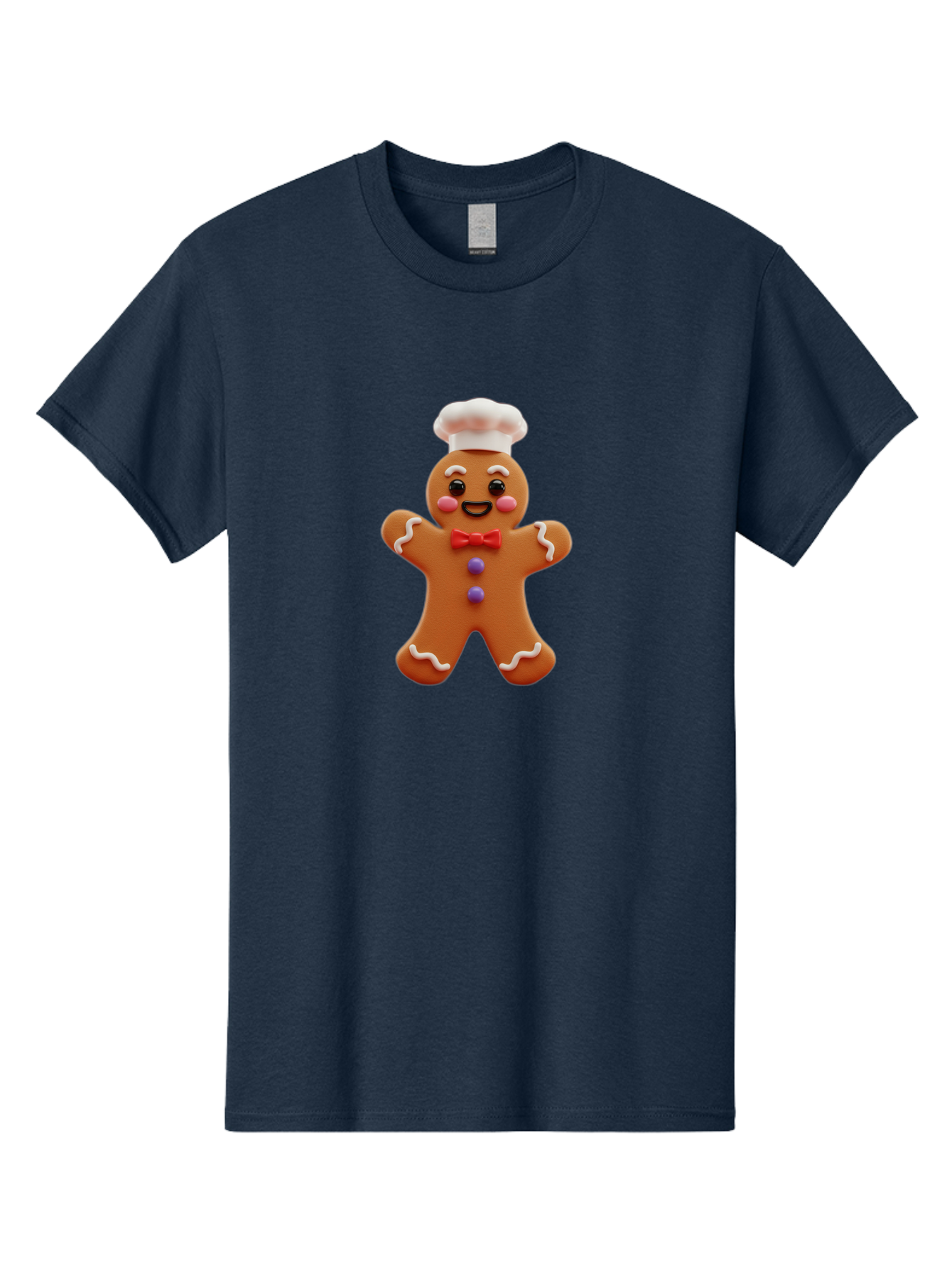 Gingerbread-Man-2 Men'S Graphic Tee, 100% Cotton, Comfortable Casual Summer Wear, Machine Washable, Gingerbread Man, Holiday Treat, Baking Delight, Festive Dessert, Red Bow Tie, Chef'S Hat, Sweet Character, Christmas Cookie Bab950