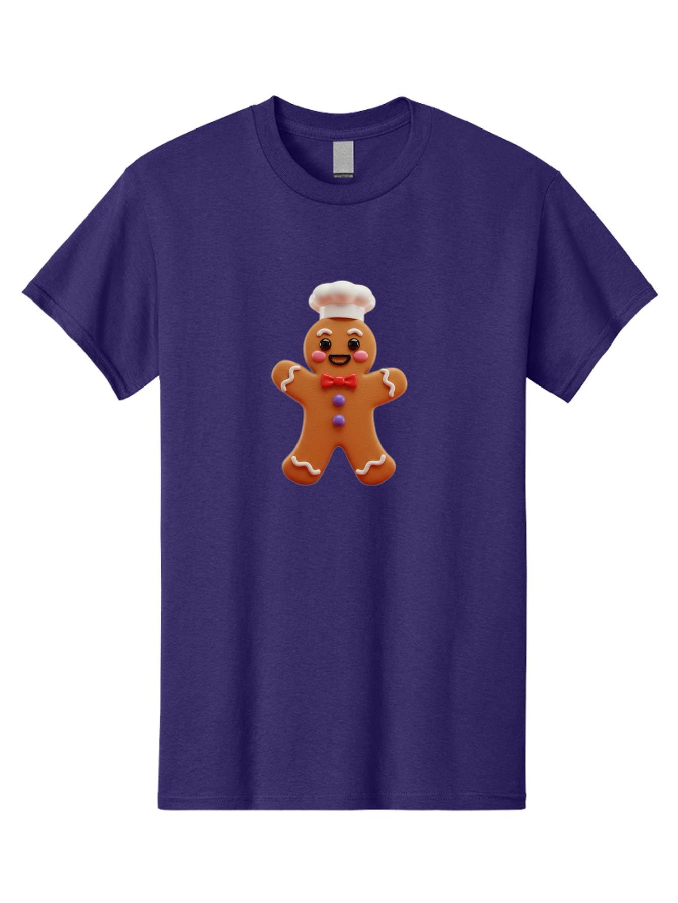 Gingerbread-Man-2 Men'S Graphic Tee, 100% Cotton, Comfortable Casual Summer Wear, Machine Washable, Gingerbread Man, Holiday Treat, Baking Delight, Festive Dessert, Red Bow Tie, Chef'S Hat, Sweet Character, Christmas Cookie Bab950