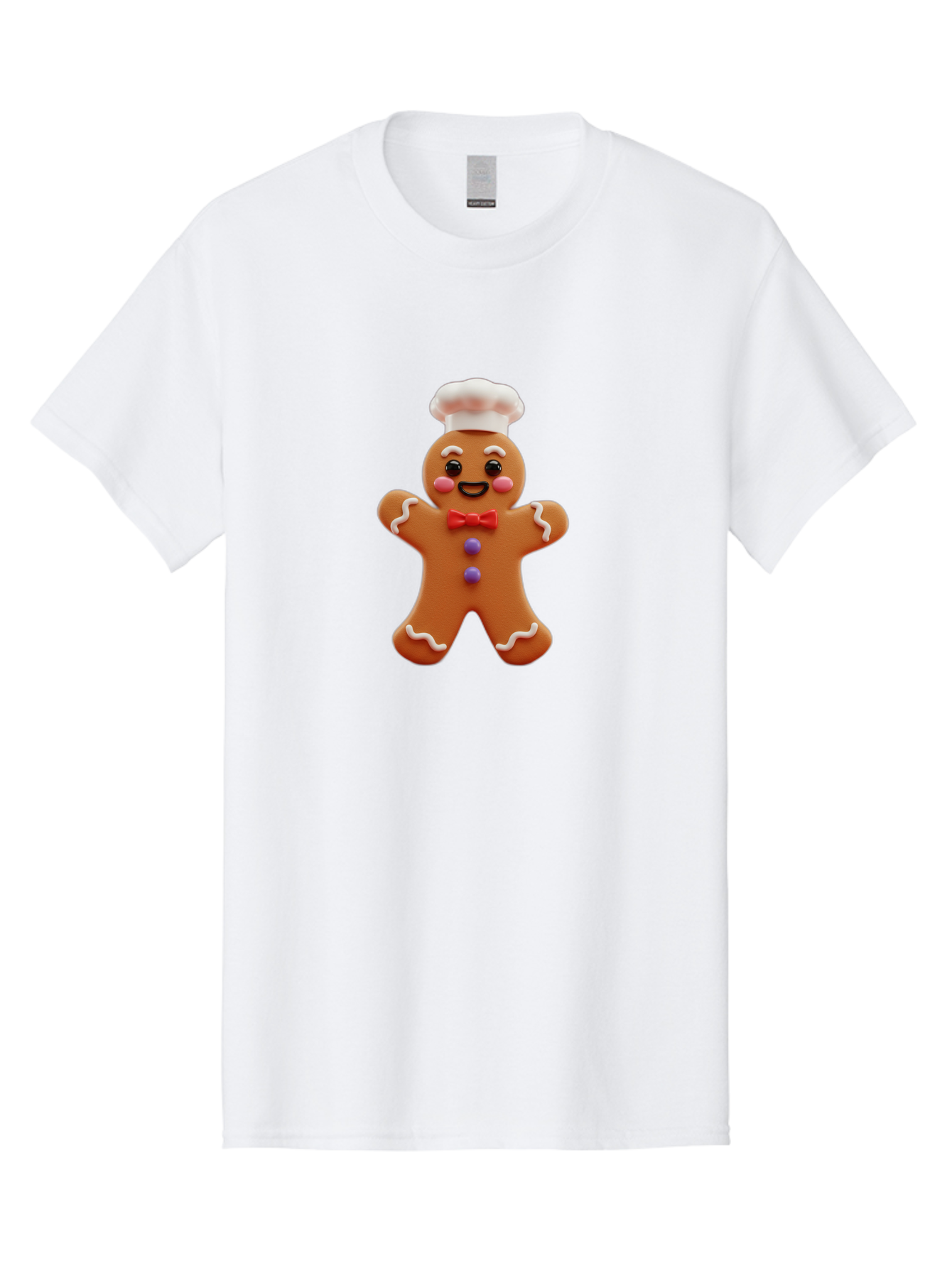 Gingerbread-Man-2 Men'S Graphic Tee, 100% Cotton, Comfortable Casual Summer Wear, Machine Washable, Gingerbread Man, Holiday Treat, Baking Delight, Festive Dessert, Red Bow Tie, Chef'S Hat, Sweet Character, Christmas Cookie Bab950