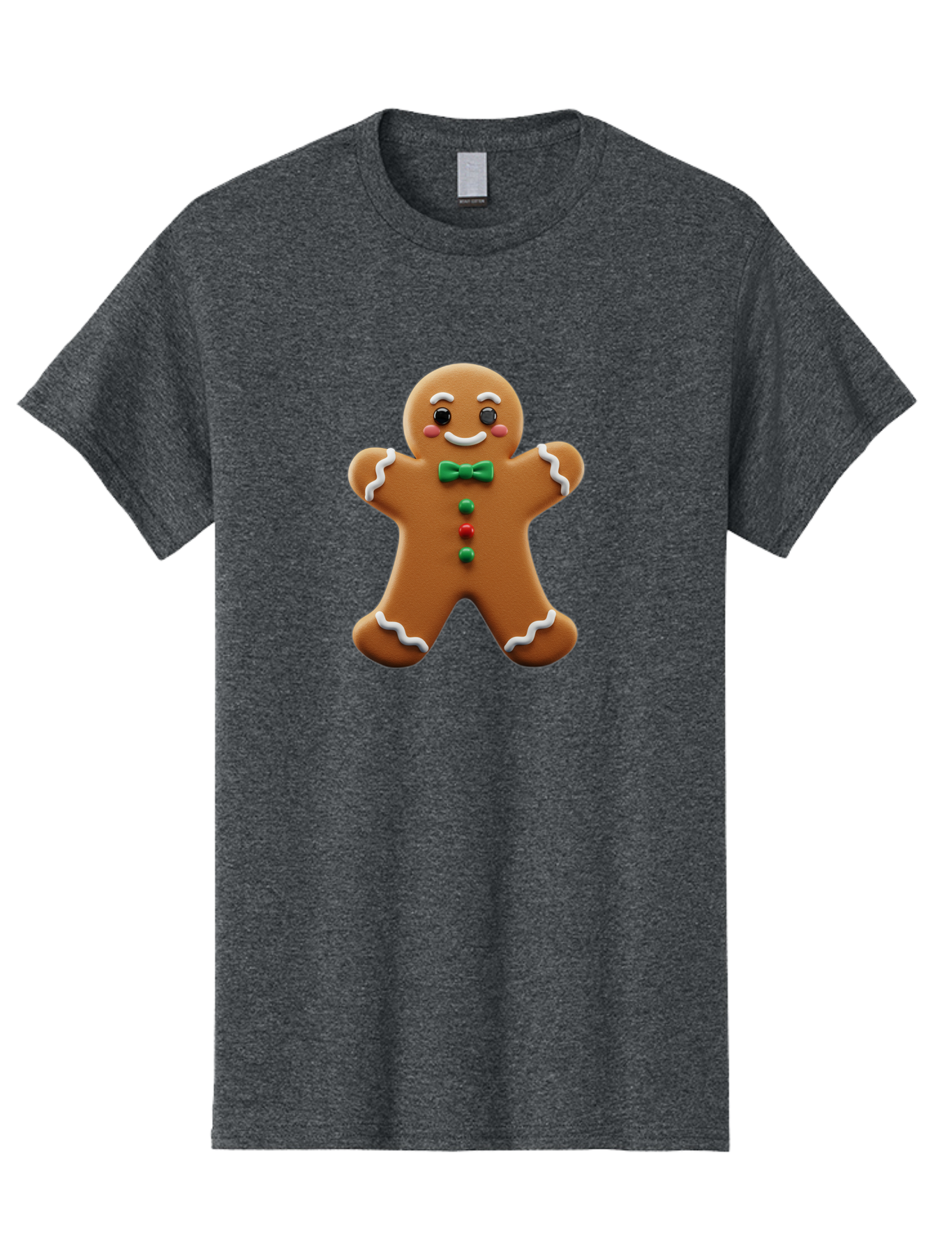 Gingerbread-Man-3 Men'S Graphic Tee, 100% Cotton, Comfortable Casual Summer Wear, Machine Washable, Gingerbread Man, Festive Treat, Christmas Cookie, Holiday Baking, Sugar Decoration, Icing Details, Animated Character, Cartoon Style, Bab951
