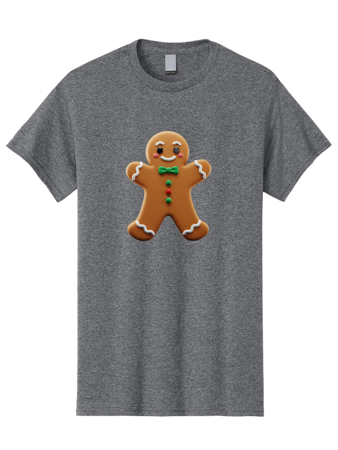 Gingerbread-Man-3 Men'S Graphic Tee, 100% Cotton, Comfortable Casual Summer Wear, Machine Washable, Gingerbread Man, Festive Treat, Christmas Cookie, Holiday Baking, Sugar Decoration, Icing Details, Animated Character, Cartoon Style, Bab951
