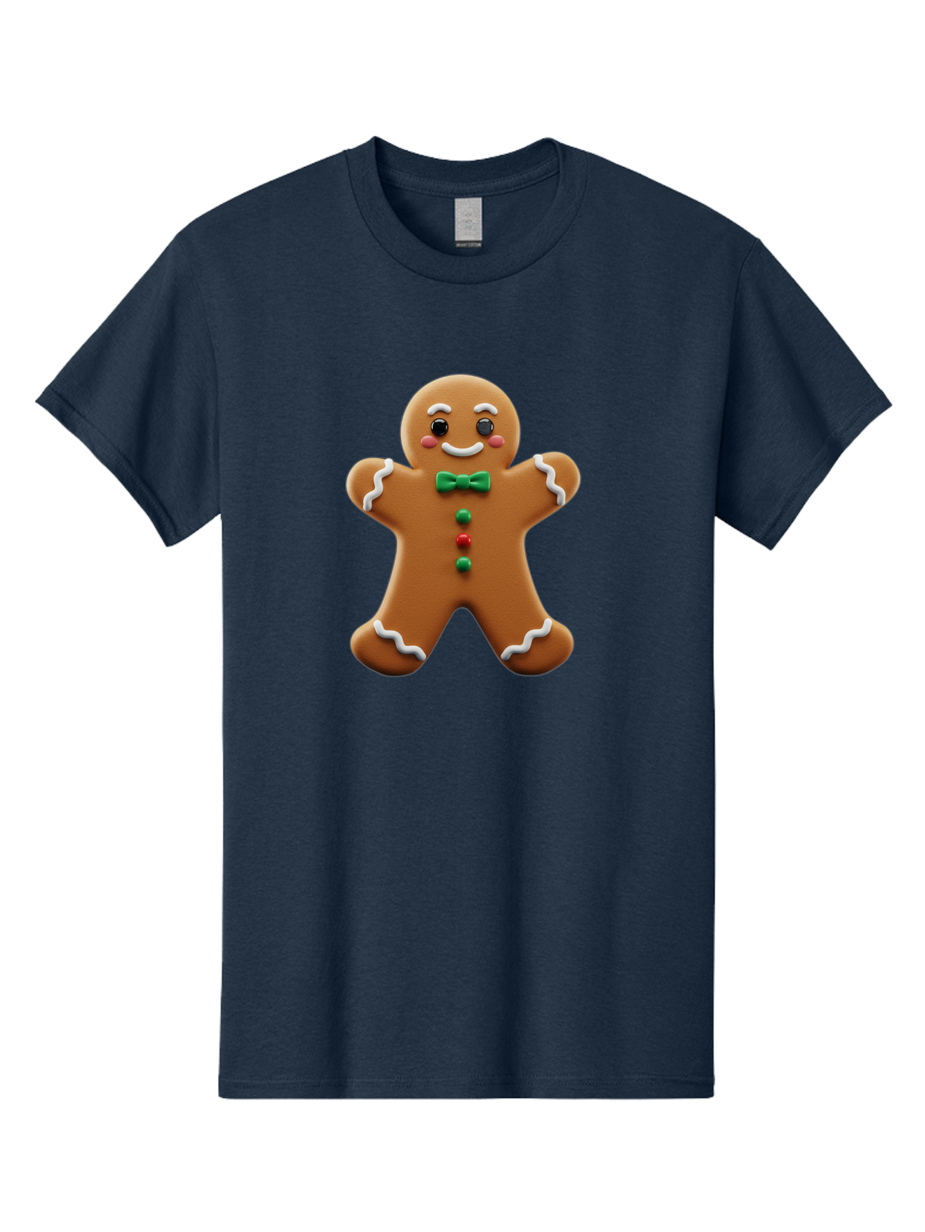 Gingerbread-Man-3 Men'S Graphic Tee, 100% Cotton, Comfortable Casual Summer Wear, Machine Washable, Gingerbread Man, Festive Treat, Christmas Cookie, Holiday Baking, Sugar Decoration, Icing Details, Animated Character, Cartoon Style, Bab951