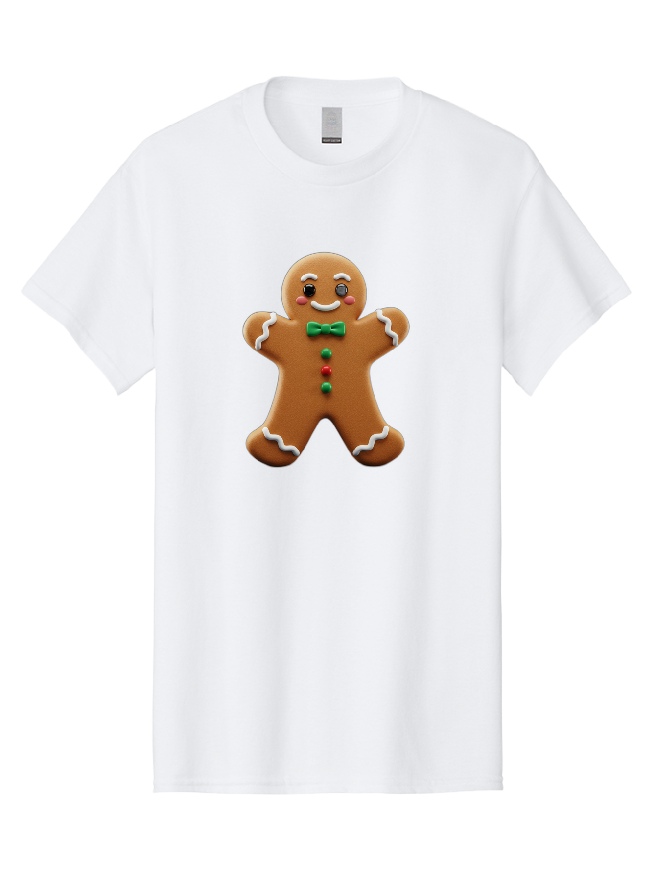 Gingerbread-Man-3 Men'S Graphic Tee, 100% Cotton, Comfortable Casual Summer Wear, Machine Washable, Gingerbread Man, Festive Treat, Christmas Cookie, Holiday Baking, Sugar Decoration, Icing Details, Animated Character, Cartoon Style, Bab951